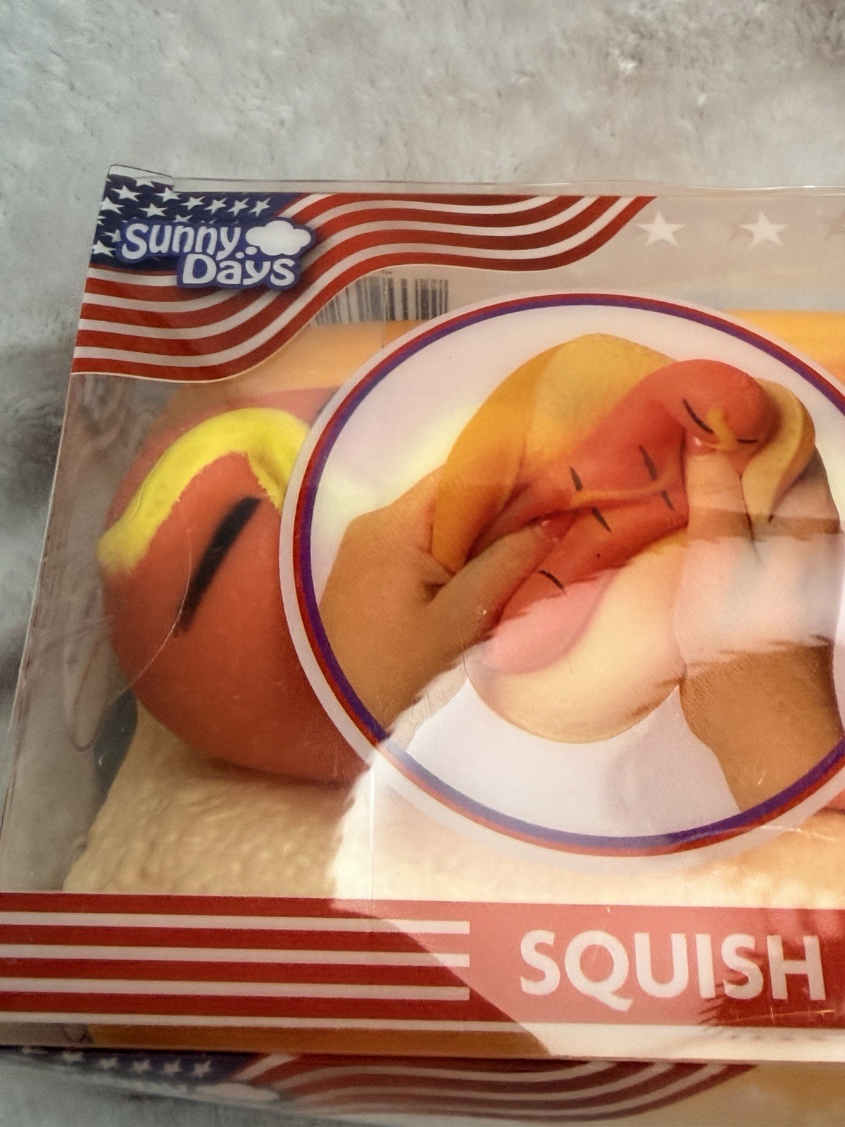 Squishy Hot Dog Squeezy Fidget Toy Sunny Days 2-in-1 Hotdog Stress Relief NEW