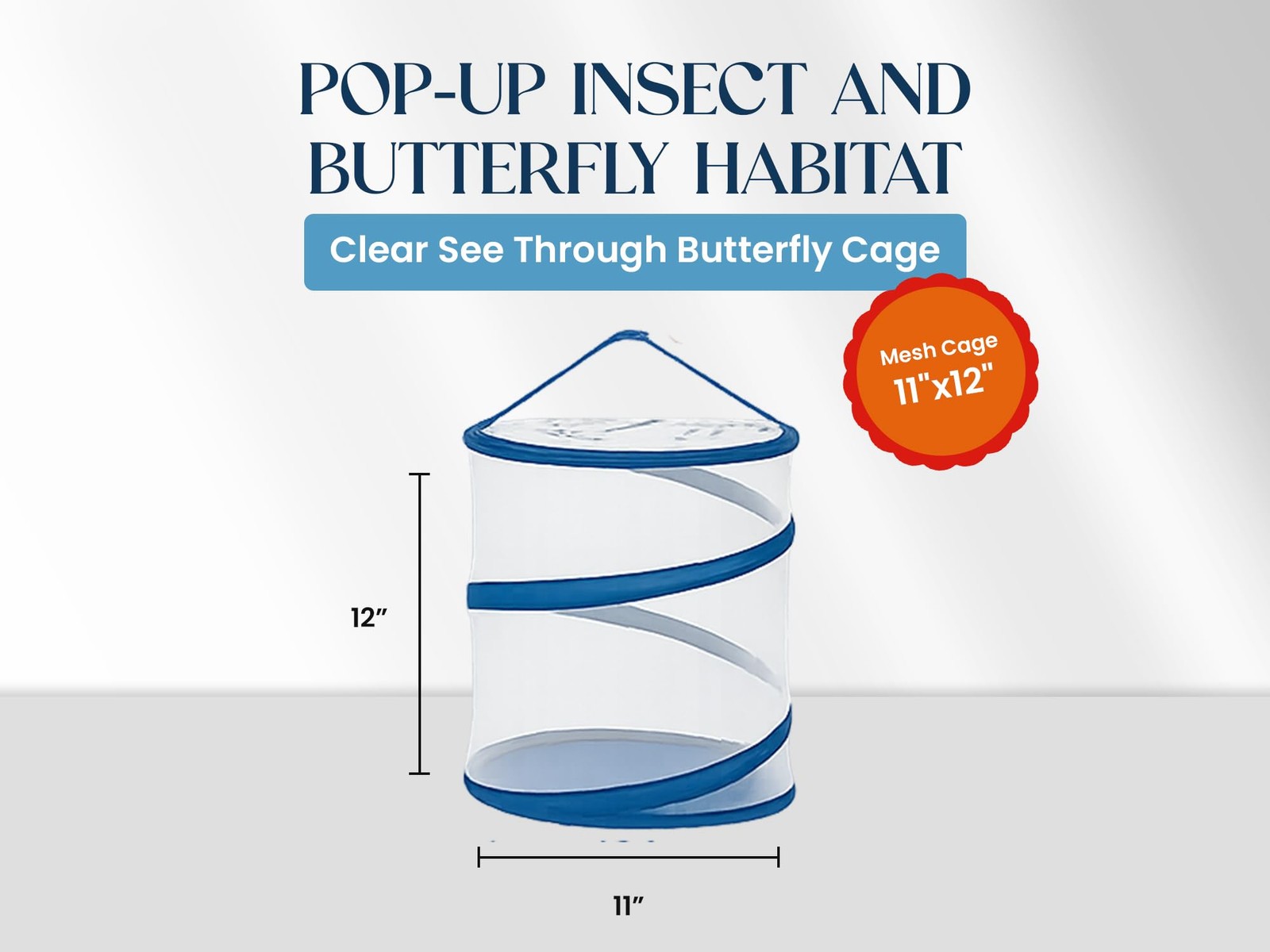Pop-up Insect and Butterfly Habitat Mesh Cage 11″x12″ Clear See Through Butte…