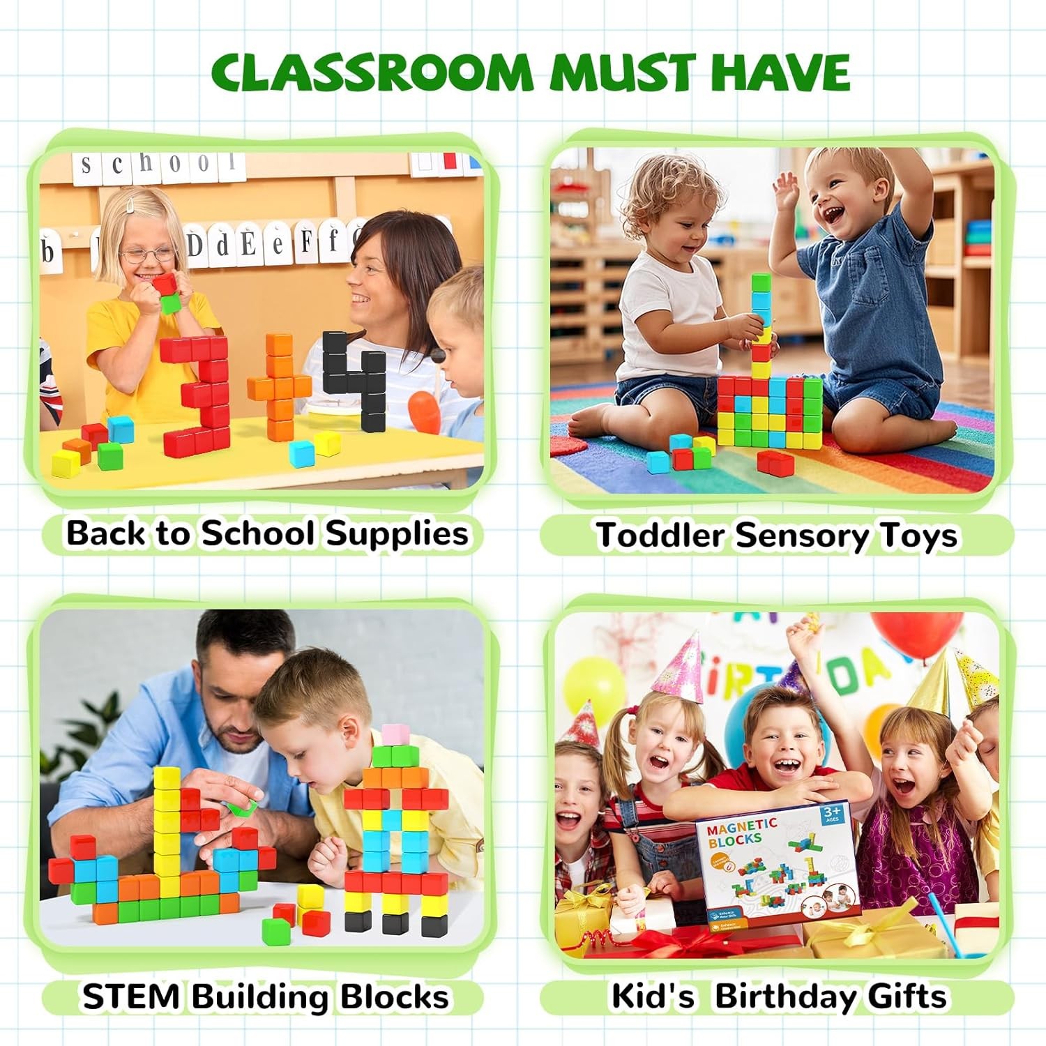 40pcs Magnetic Blocks -Ideal Gifts for 3 4 5 6 Year Old,STEM Learning Toys for 3