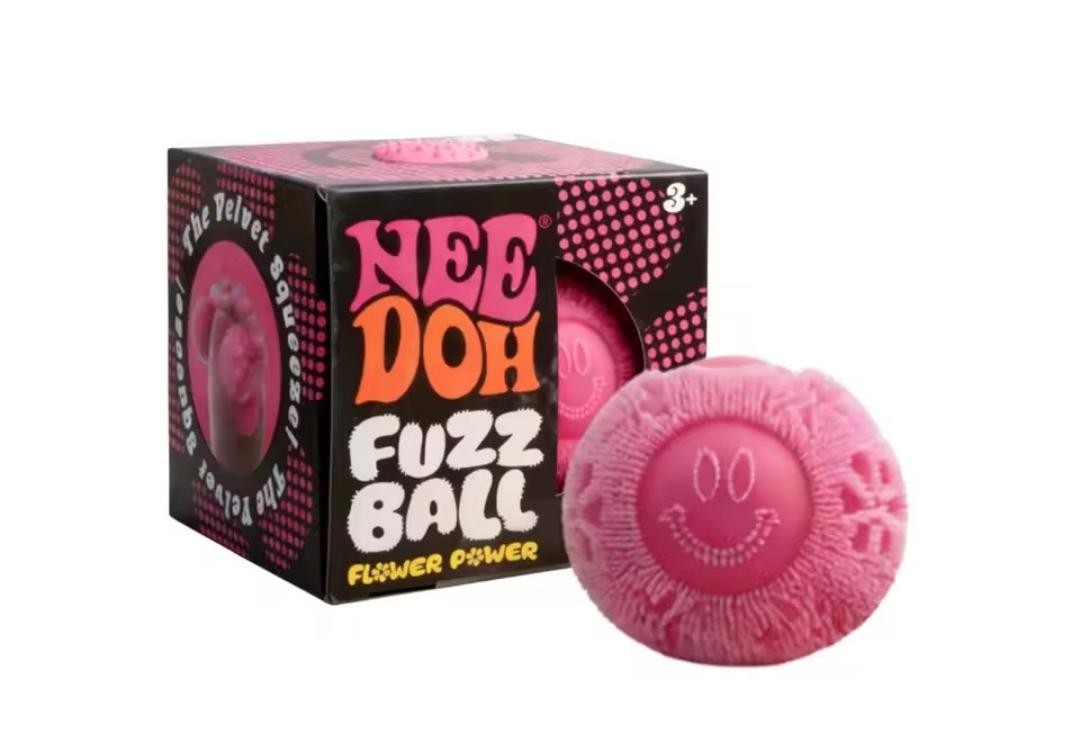 PINK Needoh FUZZ BALL Flower Power Nee Doh Squish Stress Ball NEE-DOH Fuzzball
