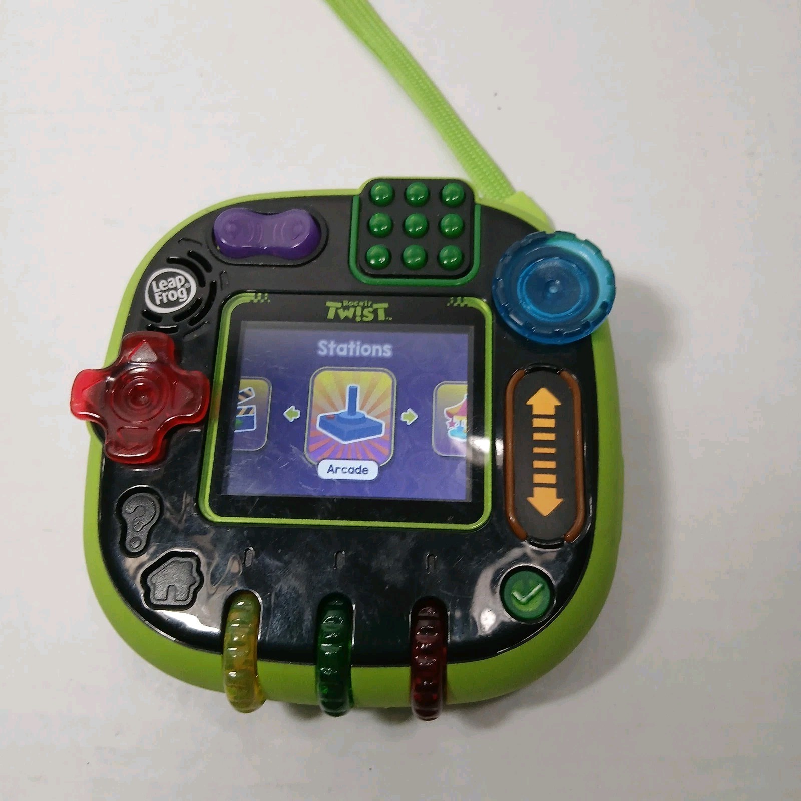 LeapFrog Rockit Twist Green Button Control Handheld Learning Game System WORKS