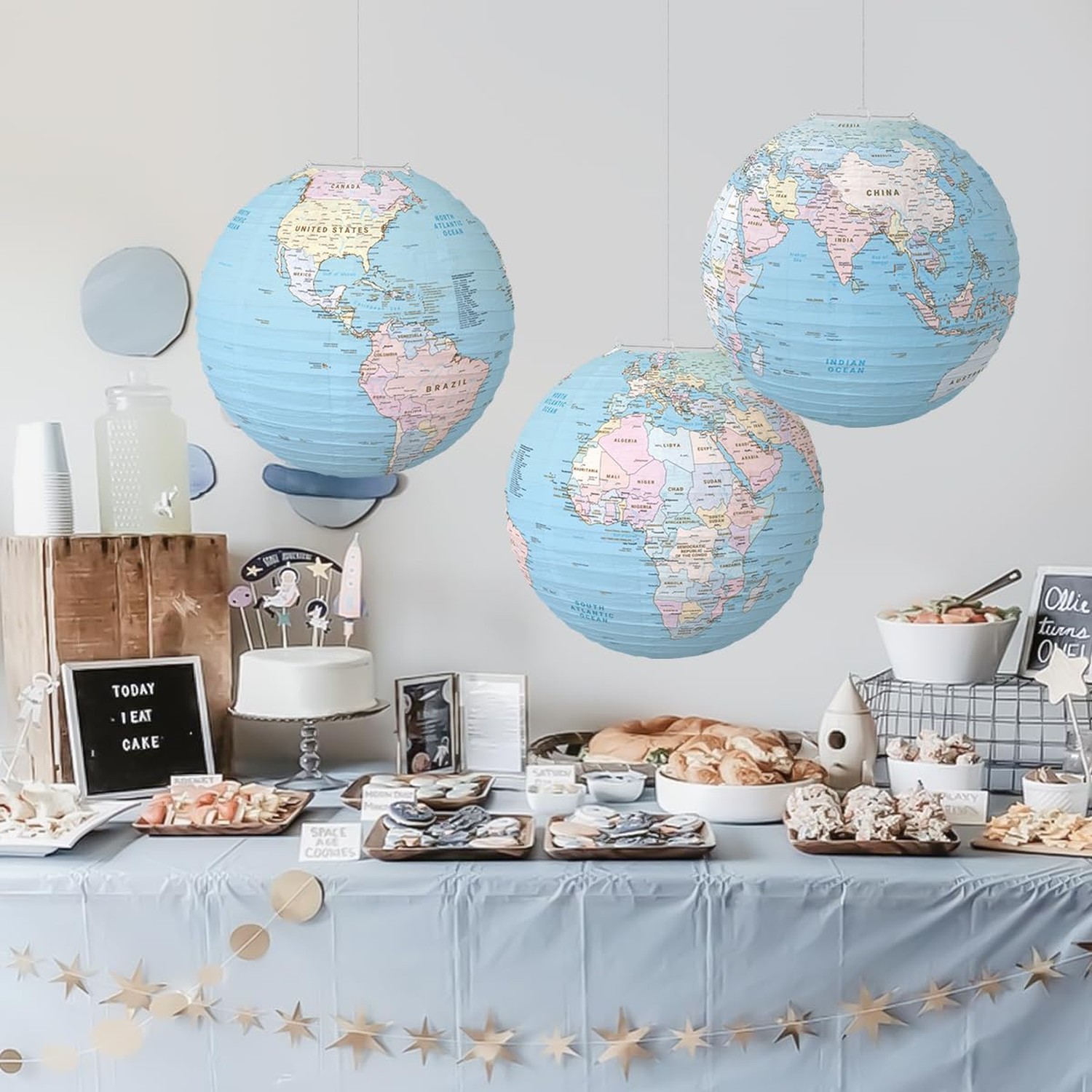 World Map Globes Hanging Paper Lantern Map Classroom Decorations Travel Theme…