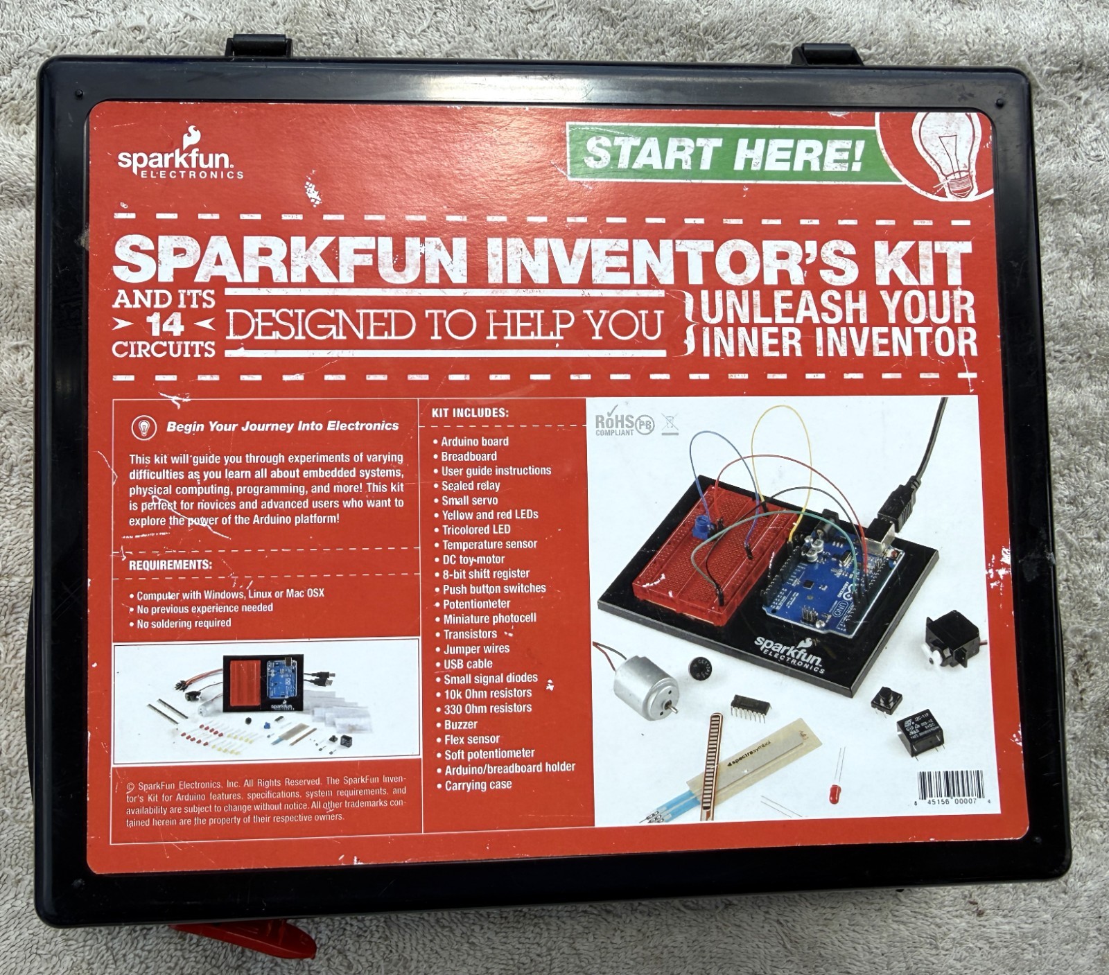 SPARKFUN INVENTOR’S KIT – 14 CIRCUITS – NEW IN CARRYING – AS PICTURED