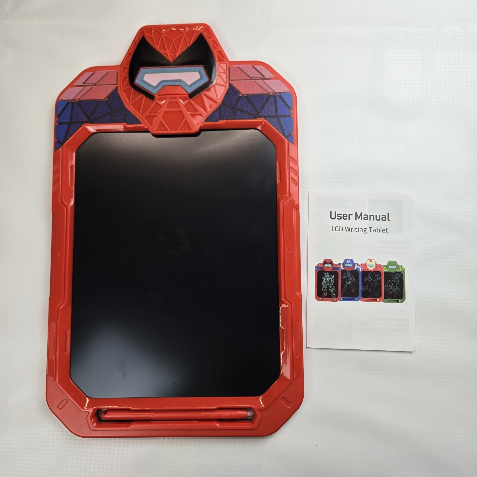 Spider Hero, LCD Writing Tablet Drawing Board, Red w/ User Manual, stylus