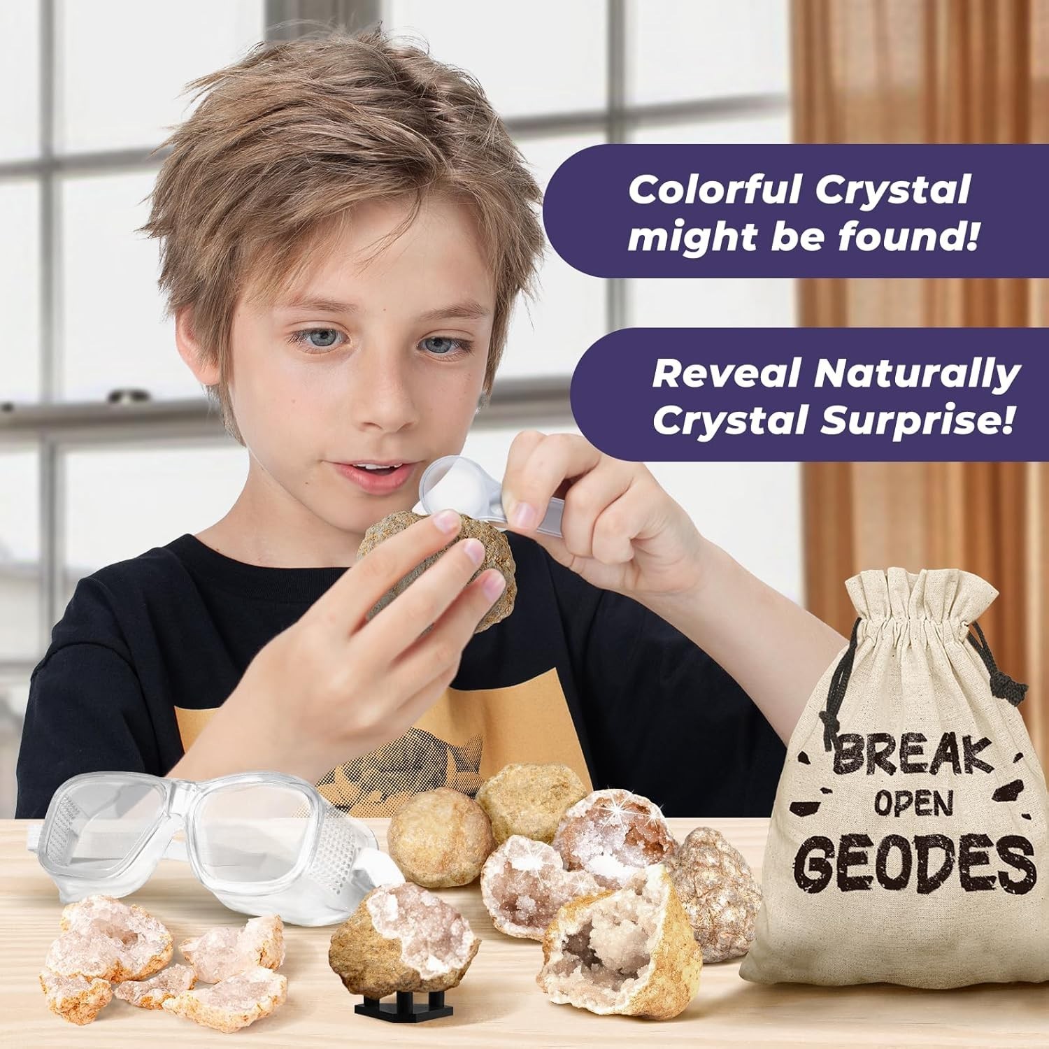 Geode Crystal Kit 10 Break Open Geodes STEM Science Toy for Kids