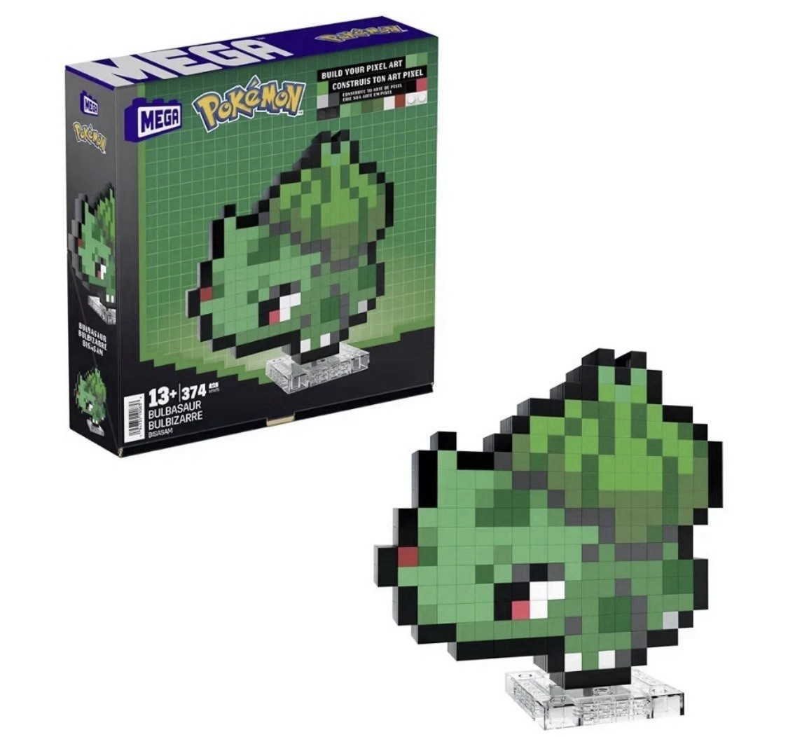 Pokemon Bulbasaur Mega Blocks Pixel Art Building Kit & Display Toy NEW