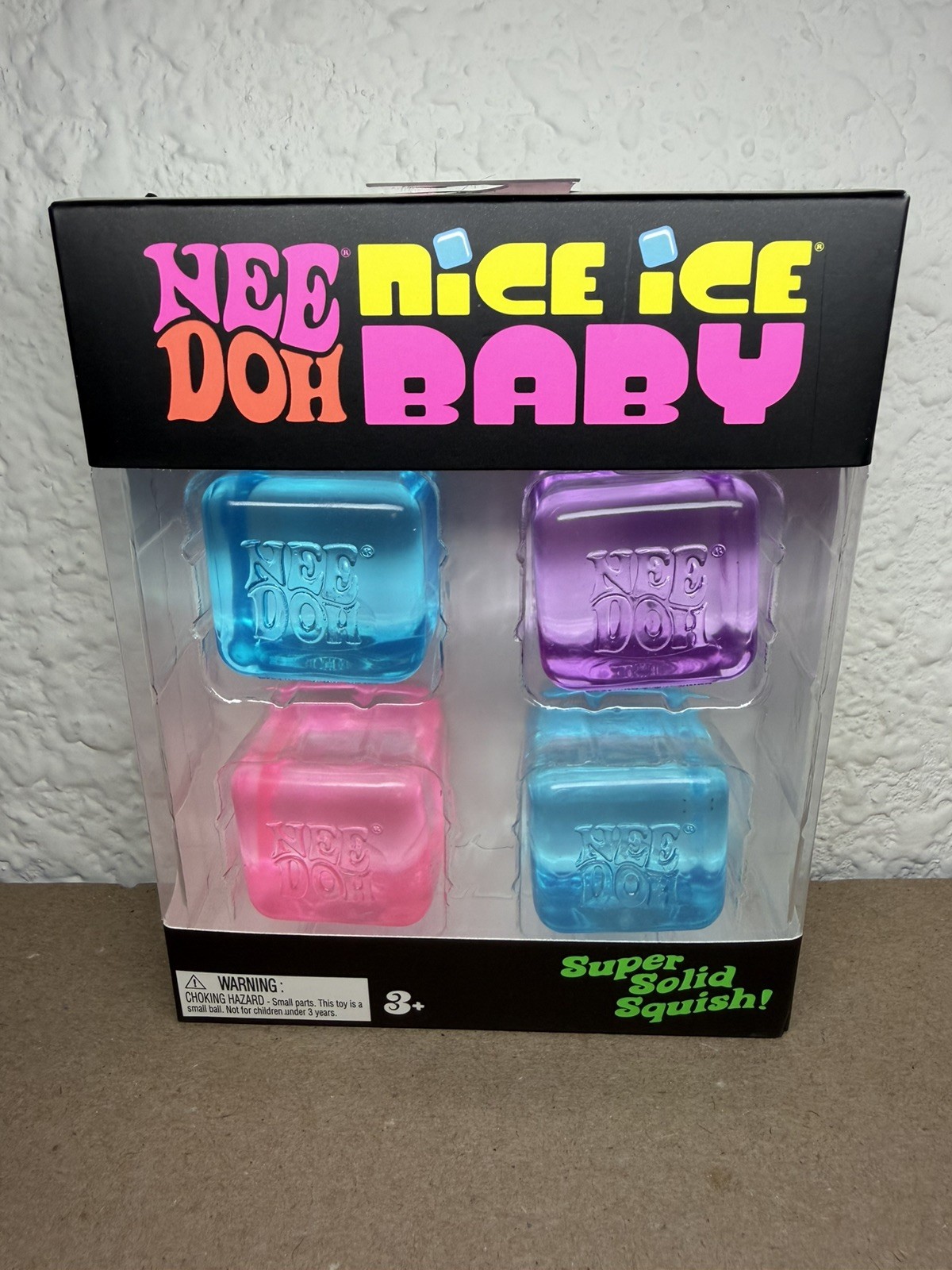 NeeDoh Nice Ice Baby 4 pack, Set of Four Nee Doh Mini Nice Cube Pink Blue Purple