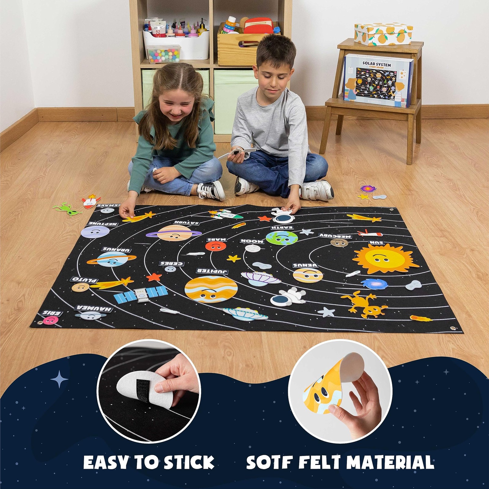 Solar System for Kids Toys with 61 Felt Figures. Space Montessori Toys, Girls…