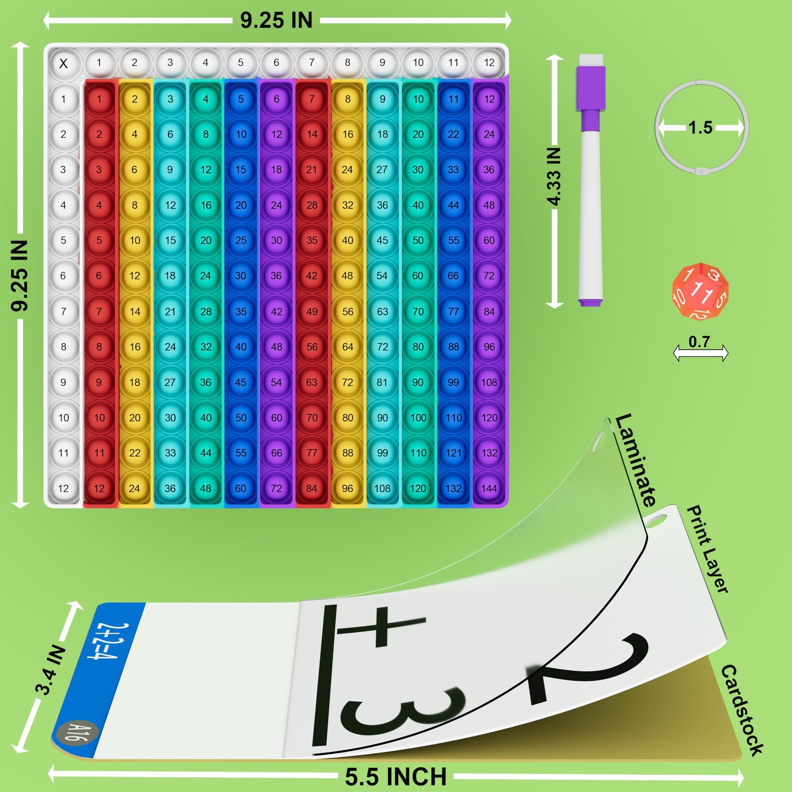 Math Games for Kids – Flash Cards – Interactive Medium, Multicolor