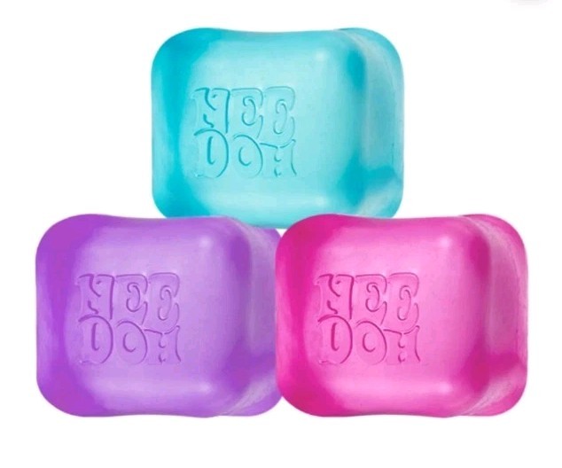 SET OF FOUR (4) NEE DOH Nice Ice Baby NeeDoh Nice Cube Pink Blue Purple NEW LOT
