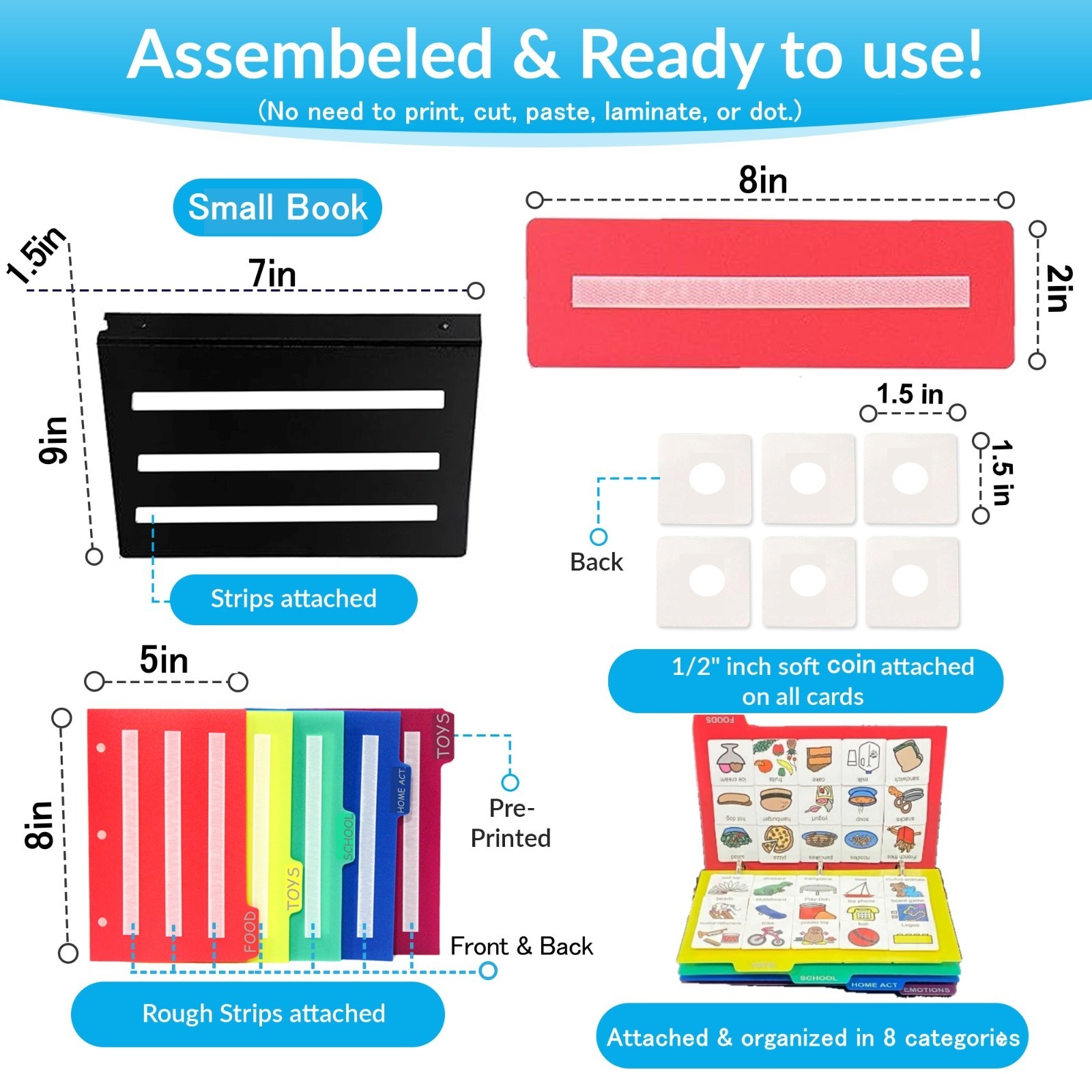 152 Laminate cartoon visual Cards Communication Book, Autism ASD ADHD Apraxia