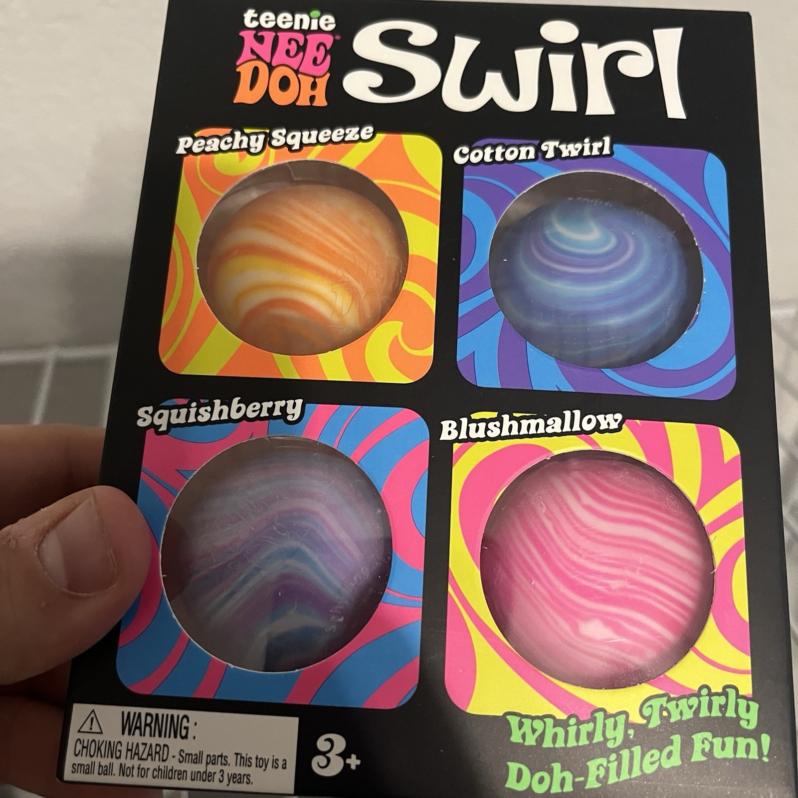 NeeDoh Teenie Swirl 4-pack, Nee Doh Mini Squishy Stress Balls, Set Of Four