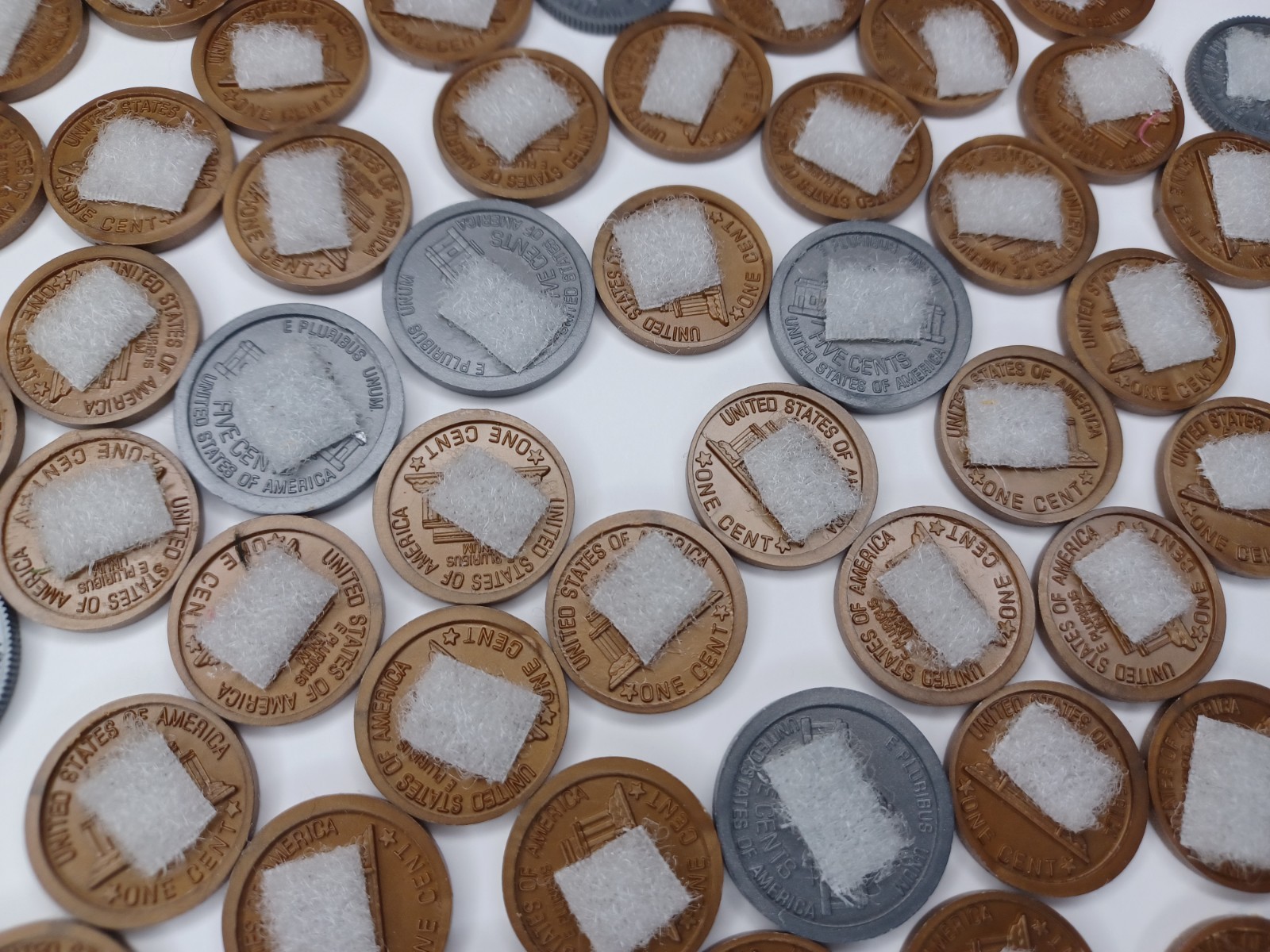Play Money Coin Lot Of Plastic Coins With Hook & Loop For Felt Board