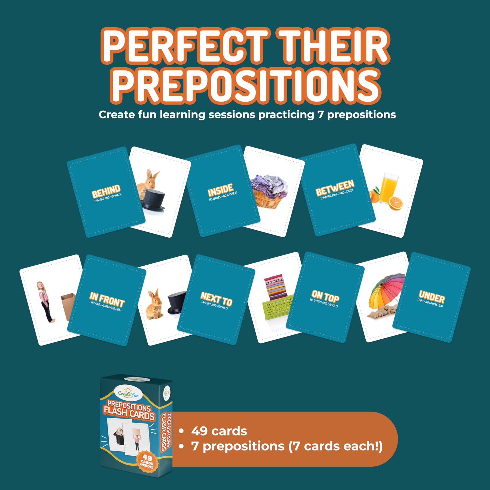 49 Preposition Vocabulary Builder Flash Cards Vol 1 Includes 7 Picture Card P…