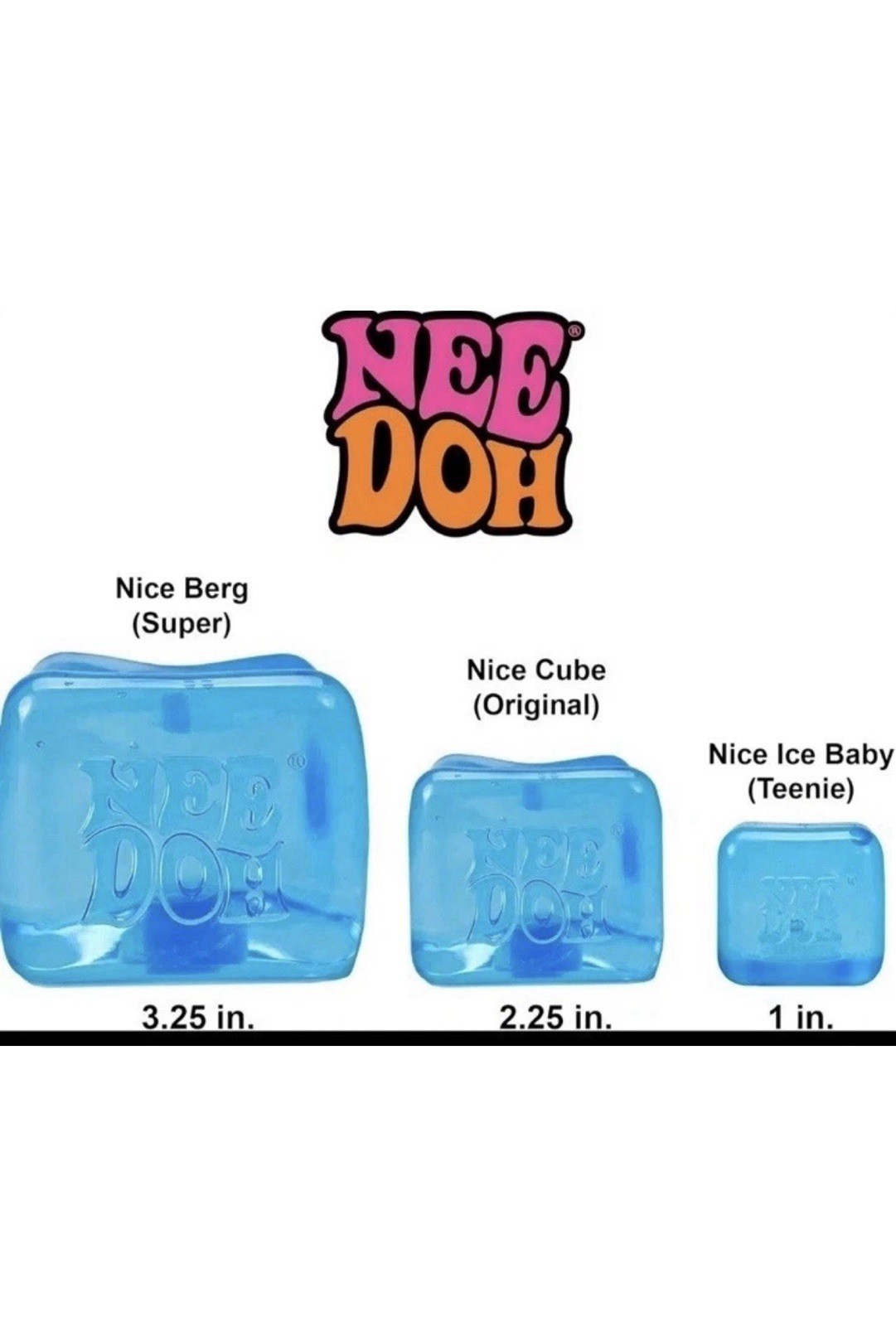 NeeDoh Nice Berg Blue XL Giant Nee Doh Niceberg Solid Squish Cube Ice Block