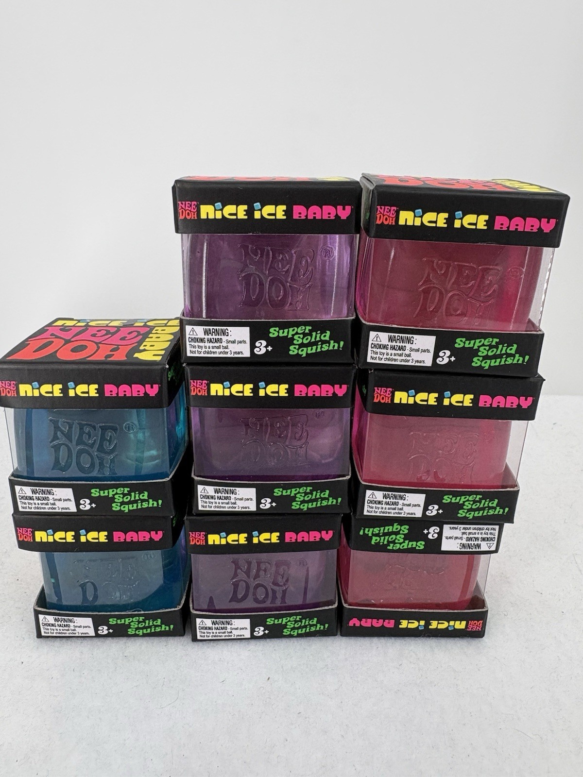 NeeDoh Nice Ice Baby Mini Cube Bundle Of 8 Blue Pink Purple