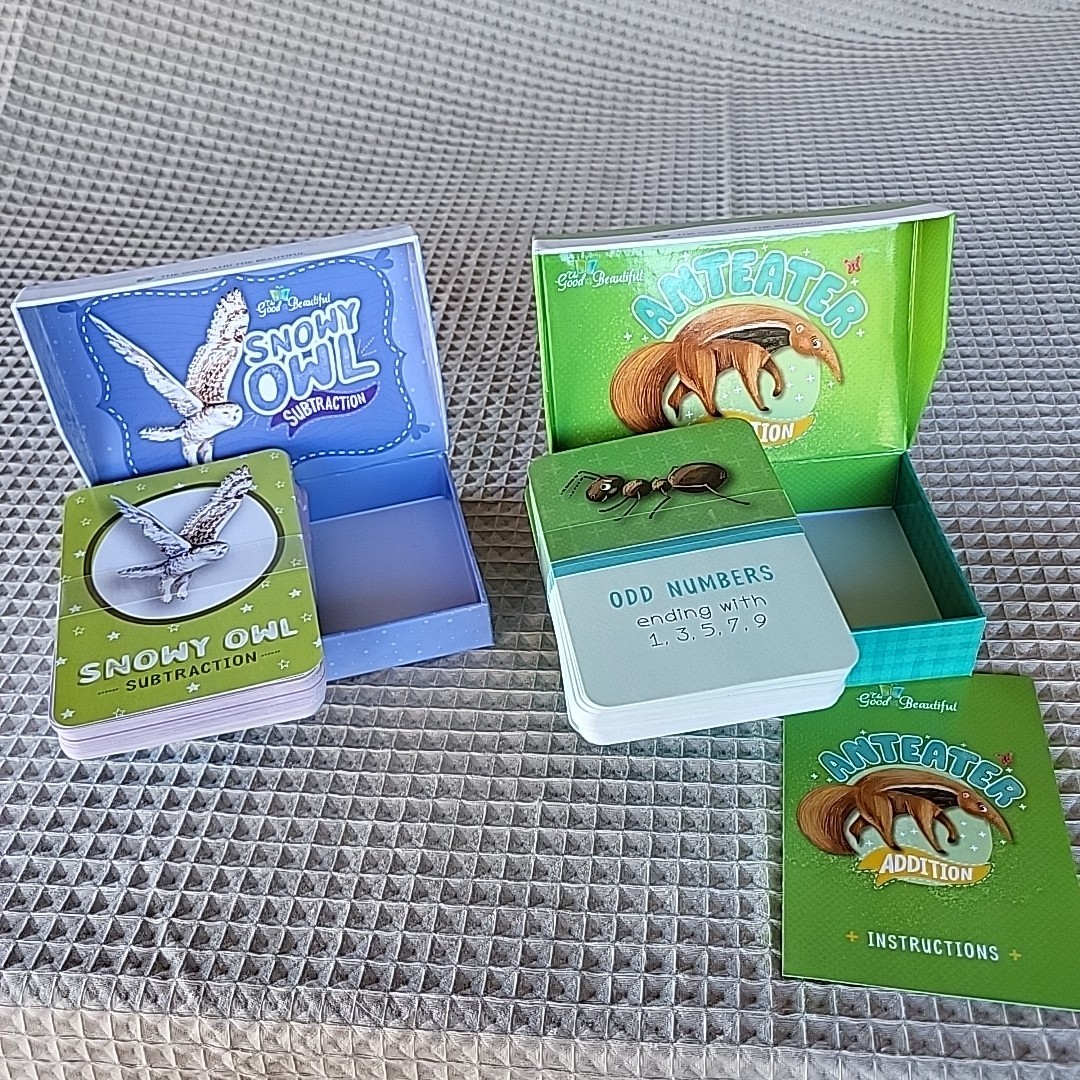 The Good and Beautiful Anteater Addition & Snowy Owl Subtraction Card Games