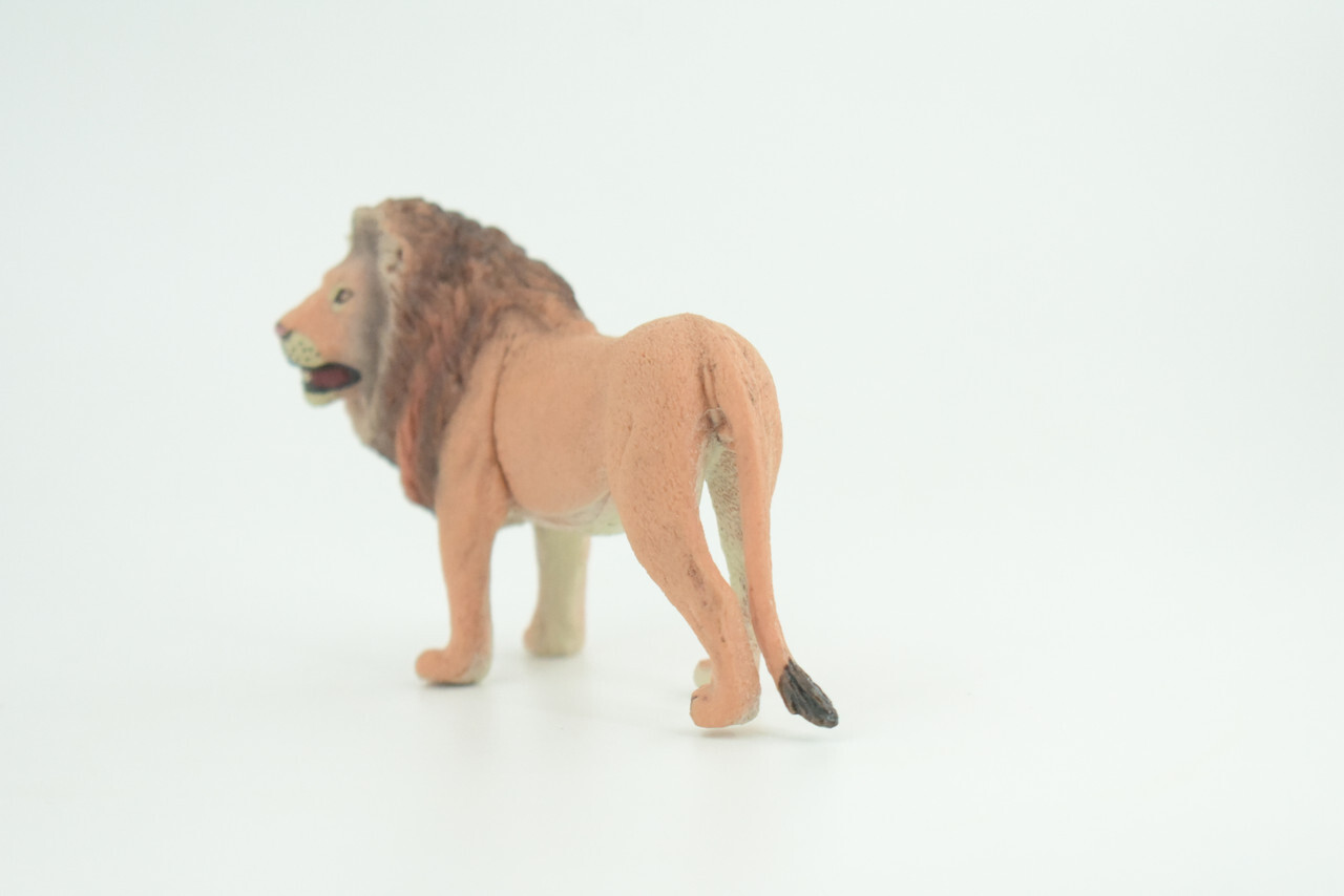African Male Lion Toy, Realistic Hand Painted Rubber Model 4 Inches CH782 BB182