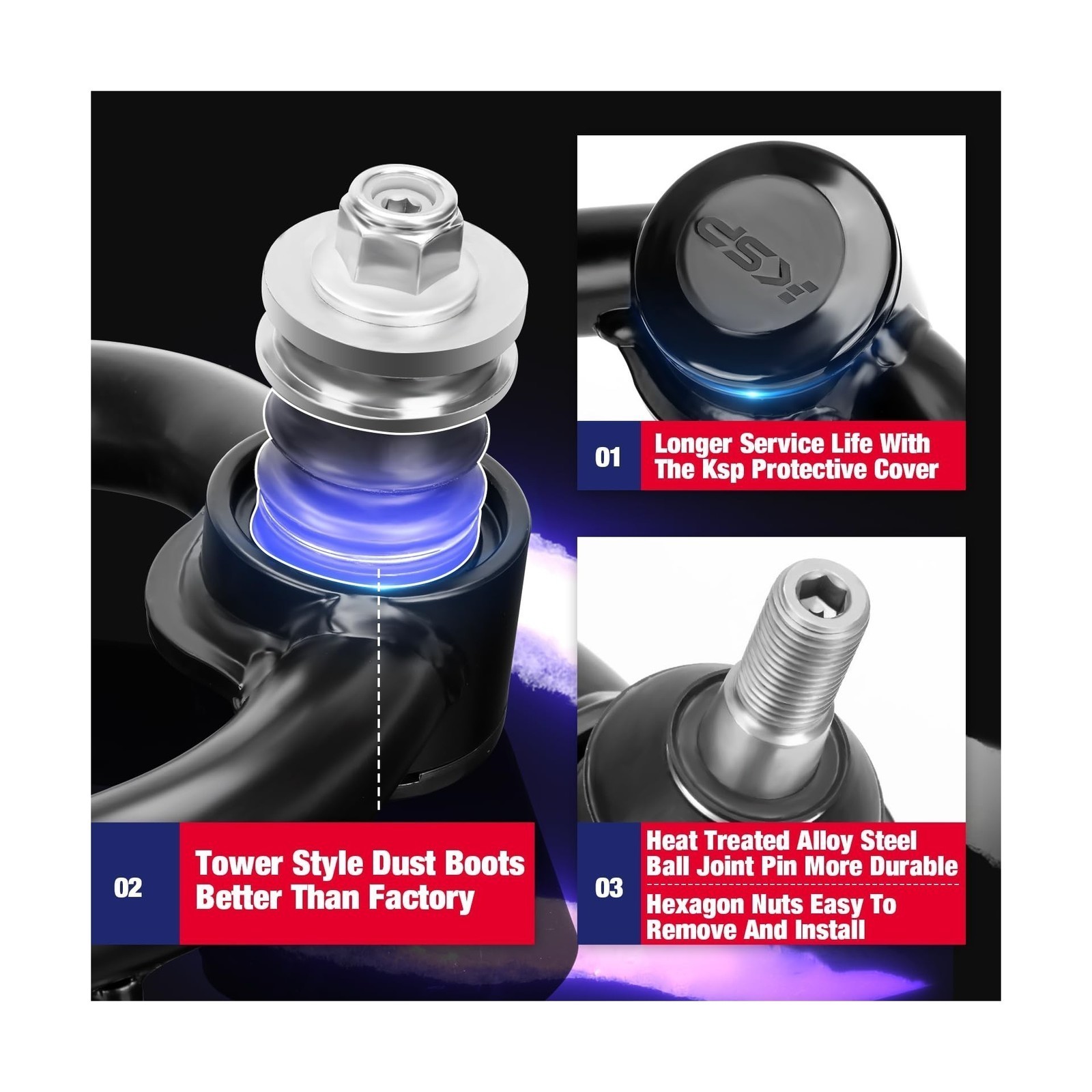 Adjuatable,With Flexible Ball Joint,Vehicle Specific Fit 2-4″ Upper Control Arms