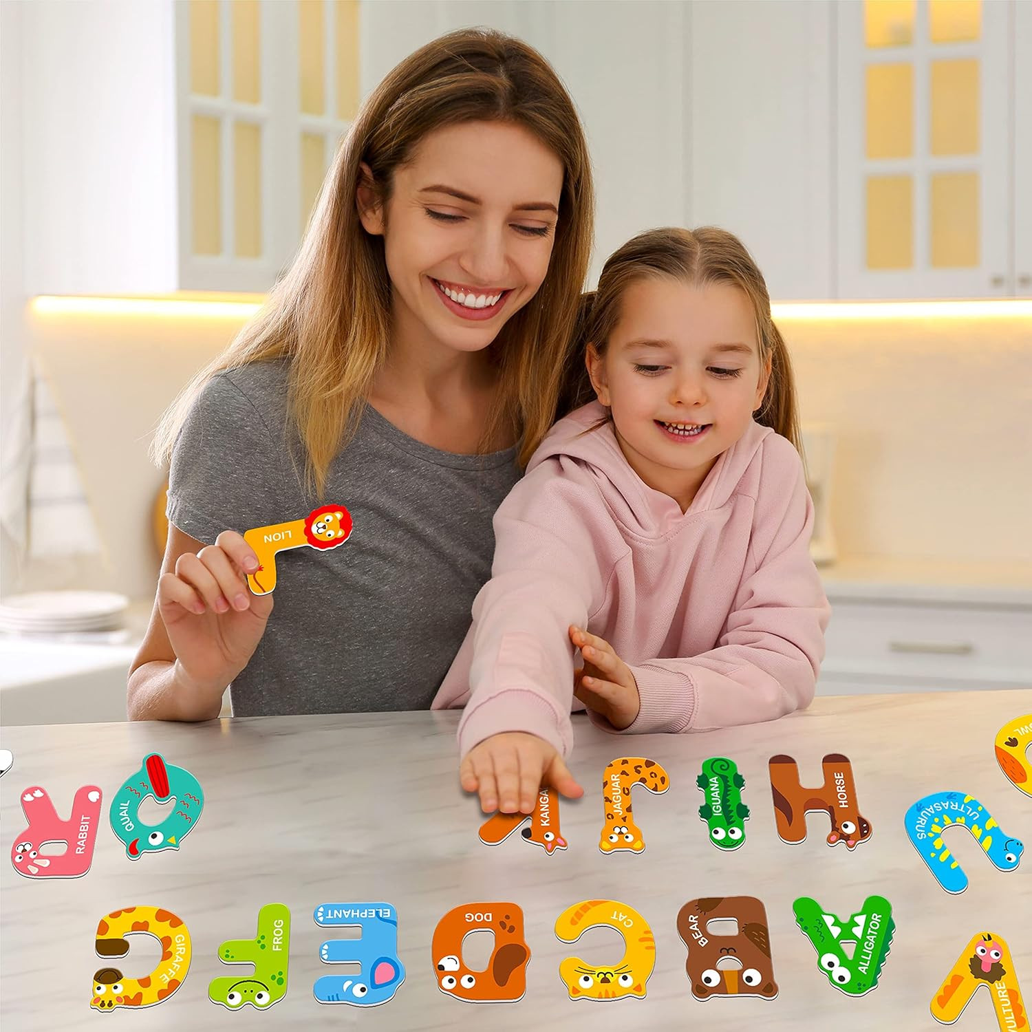 Large Magnetic Animal Alphabet Letters ABC Fridge Toys Kids 3-5 Years (70 chars)