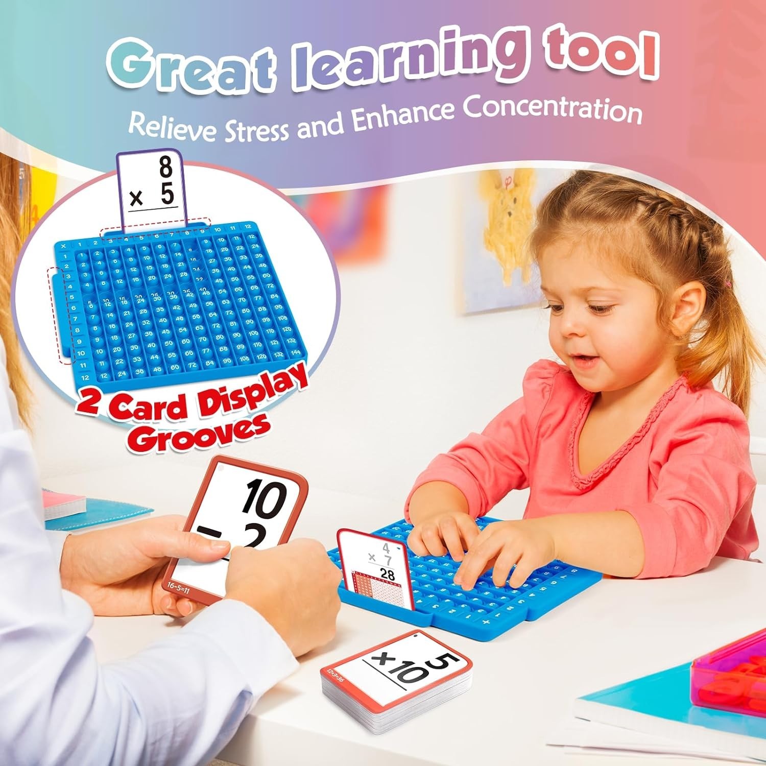 Math Flash Cards + Math Board, Multiplication Flash Card Times Table Chart, M…