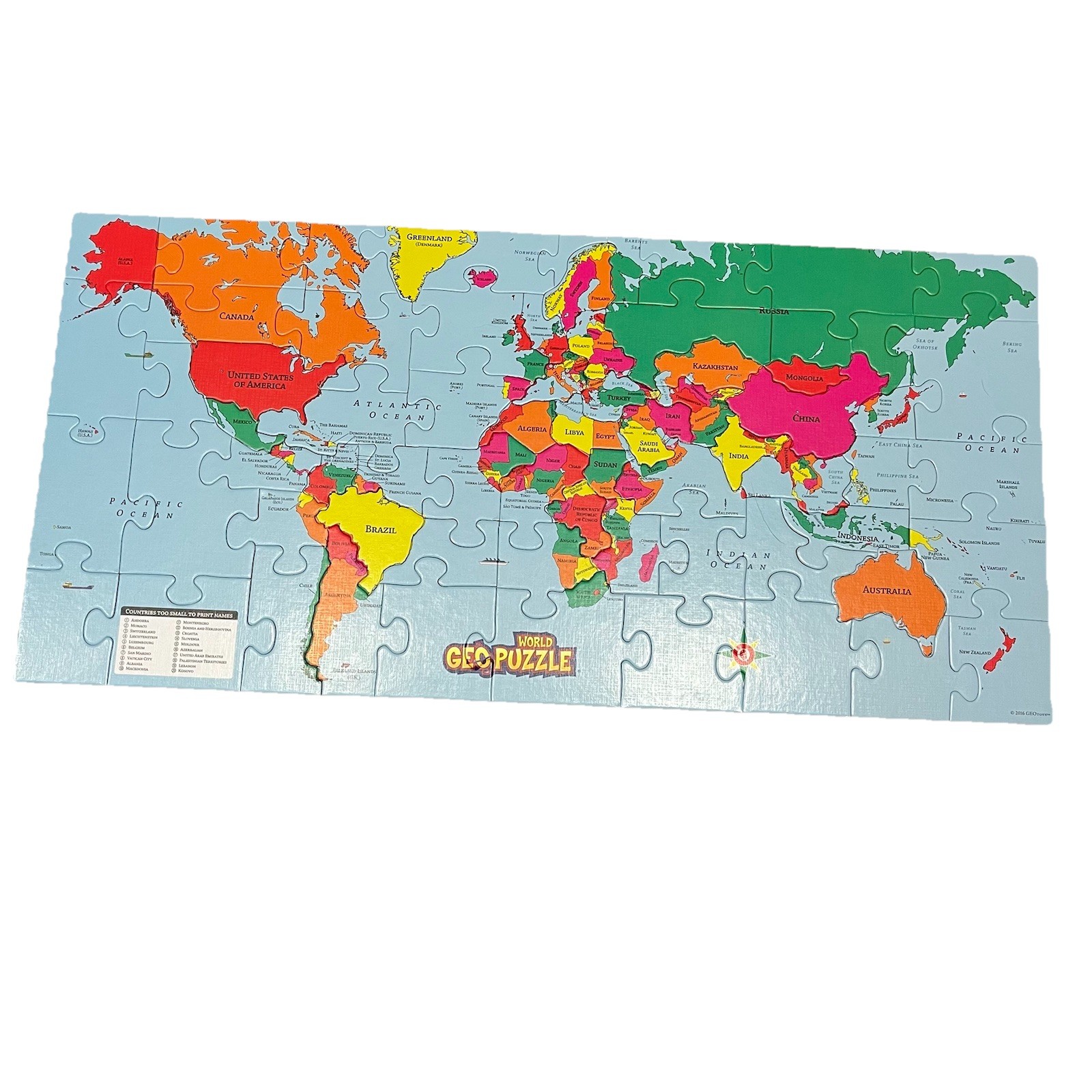 GeoPuzzle GeoToys Geography World Map Puzzle Country Shaped Pieces 68 Complete
