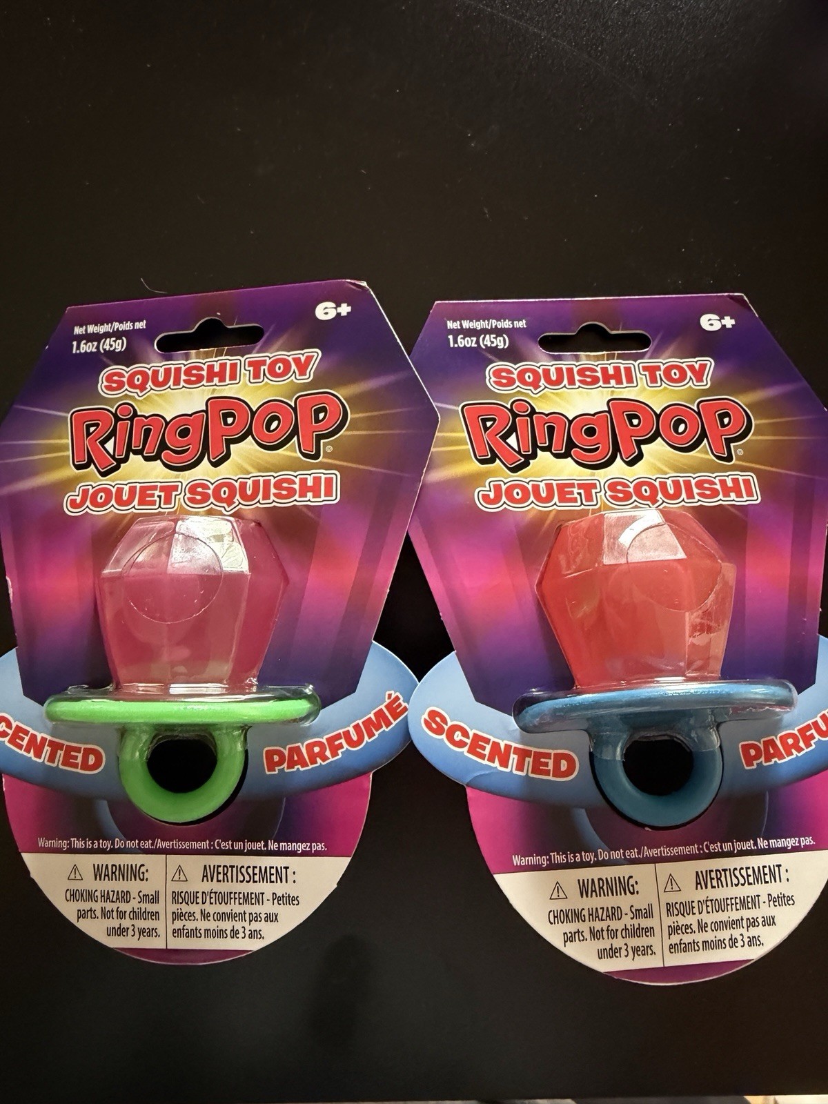 2 New Squishy Sensory Toy Ring Pop Scented Squishi Squeeze Green Pink Blue Red