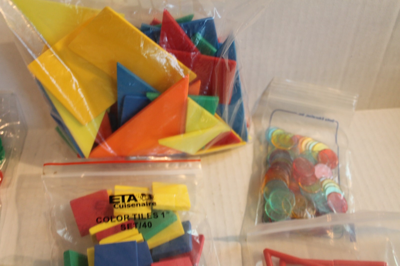 LOT of Math Manipulatives ETA Cuisenaire Tiles Counters Shapes Attribute Links