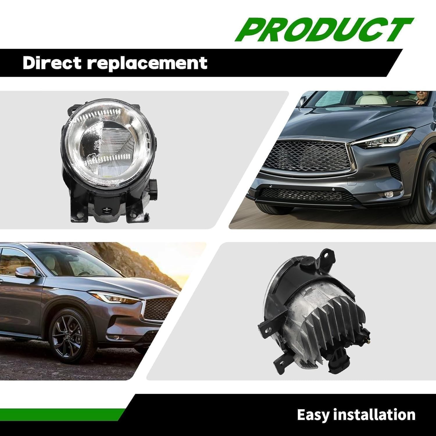 Fog Light Kit Compatible Q50 QX50 Q60 QX60 Q70L QX80 2014-2018 Left Right