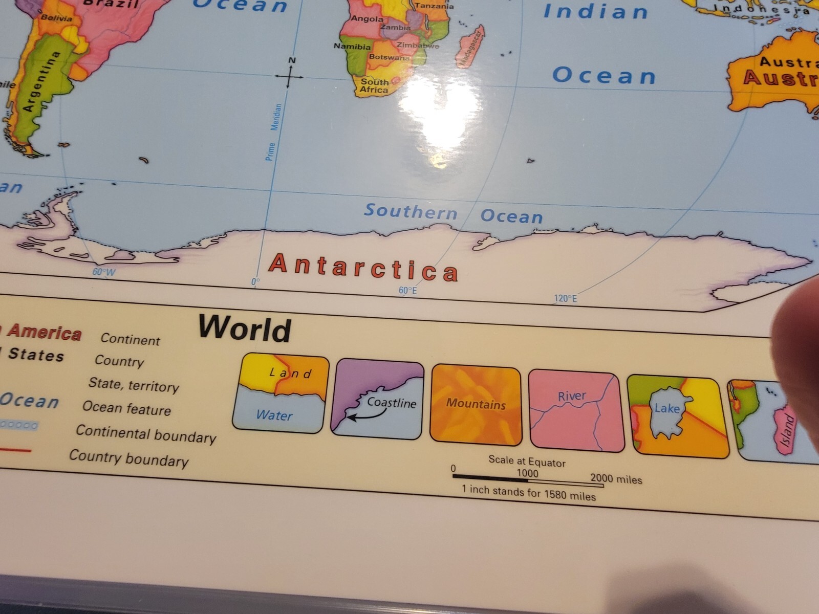 17″X11″ Laminated Double Sided United States 2C & World Map 2D Nystrom Teacher