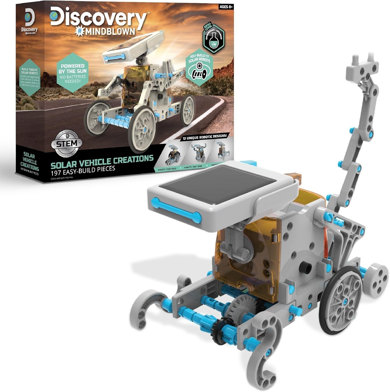 197-Piece Solar Robot Building Kit – Create 12 Unique Robots – Ideal STEM Gift!
