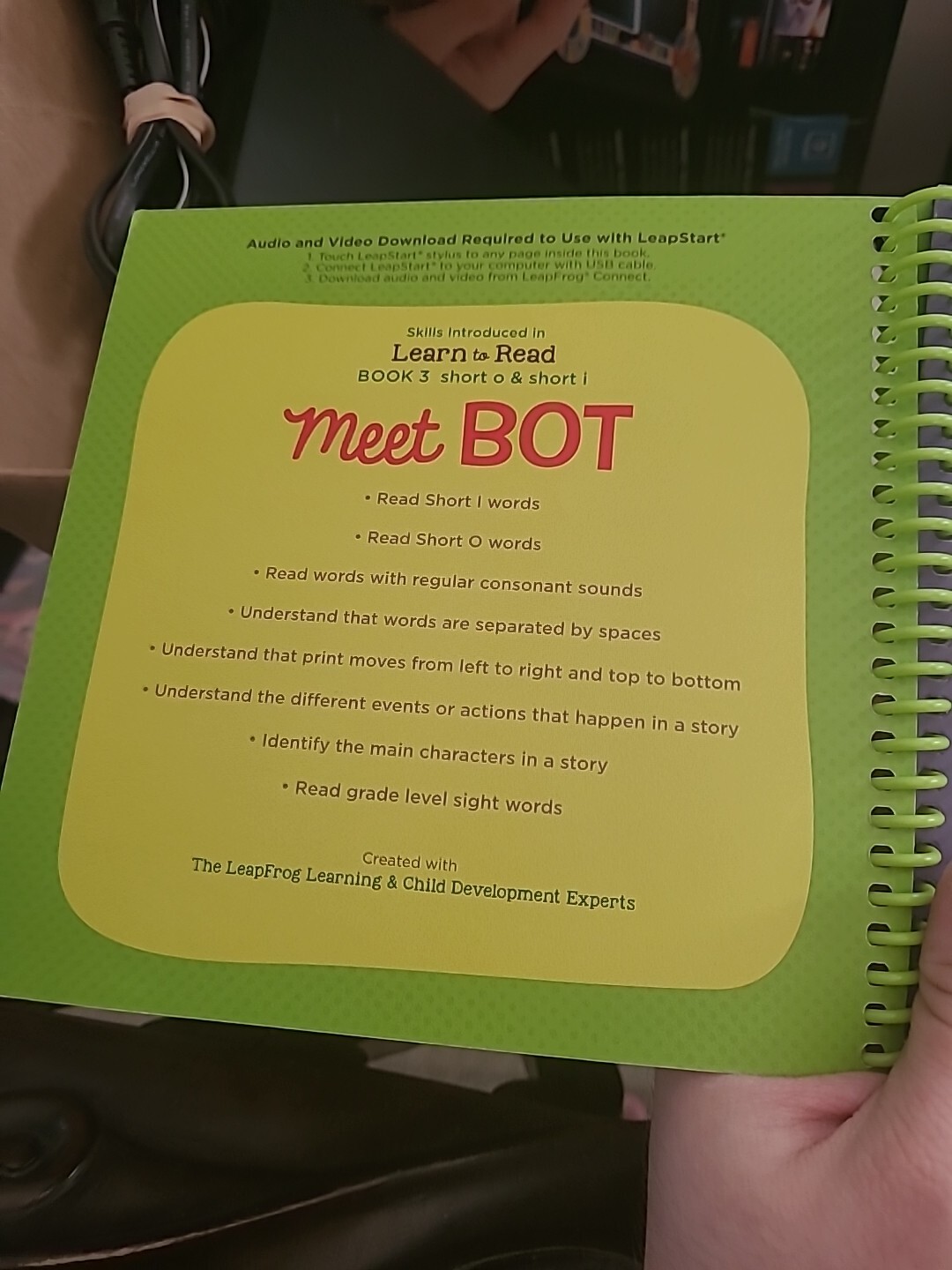 LeapFrog LeapStart Learn To Read Book 3 Meet Bot Short O & Short I 0187