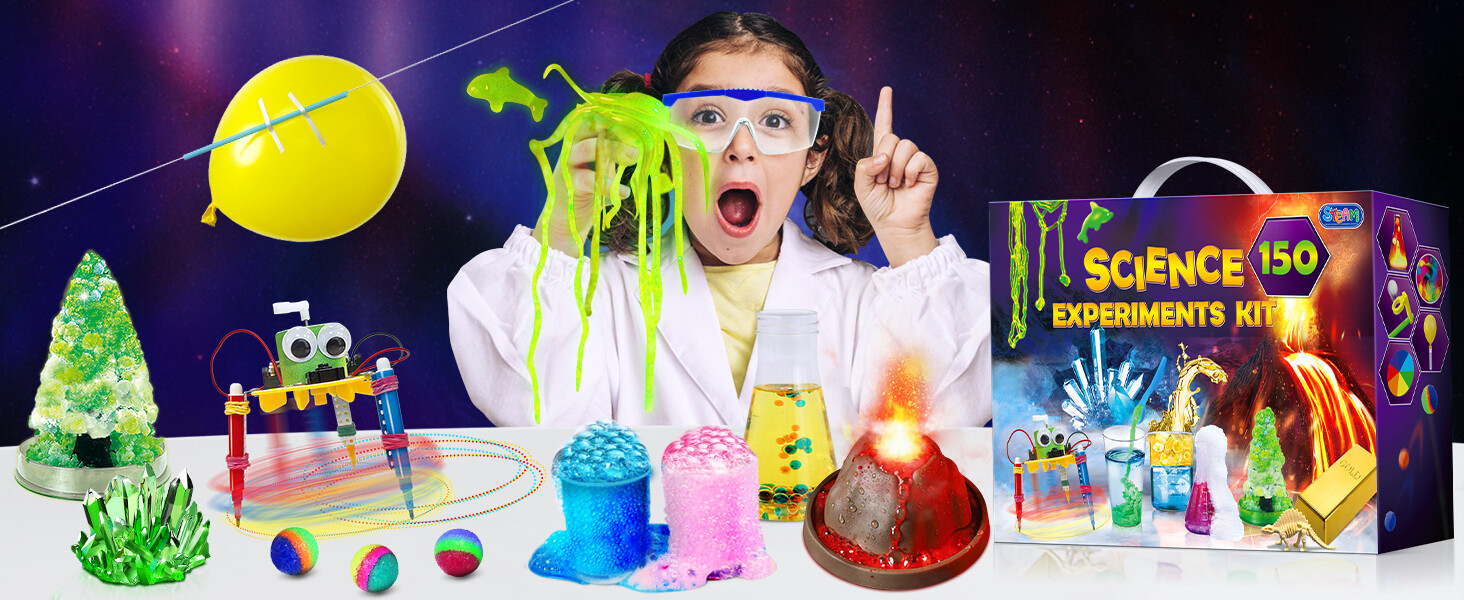 150 Experiments Science Kit for Kids – STEM Educational Toy – Chemistry Physics