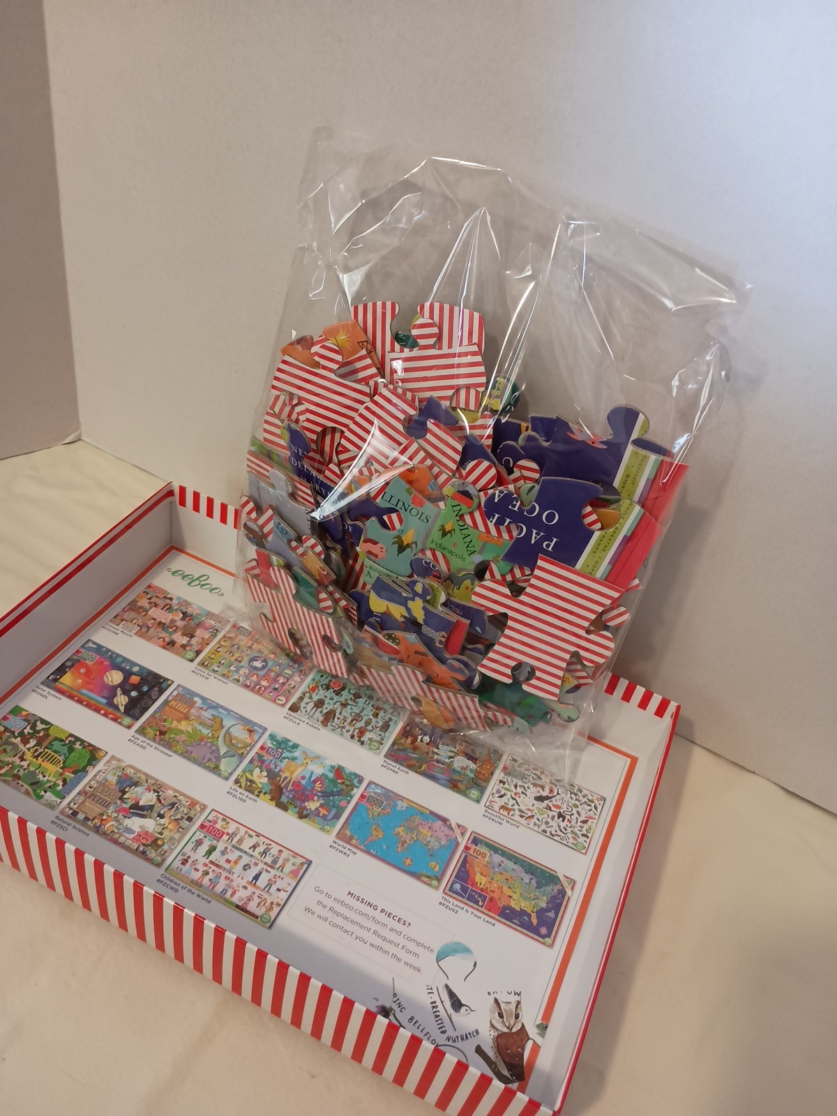 eeboo United States 100 pc Map Puzzle, NEW Open Box, Teacher, State Facts 18×27