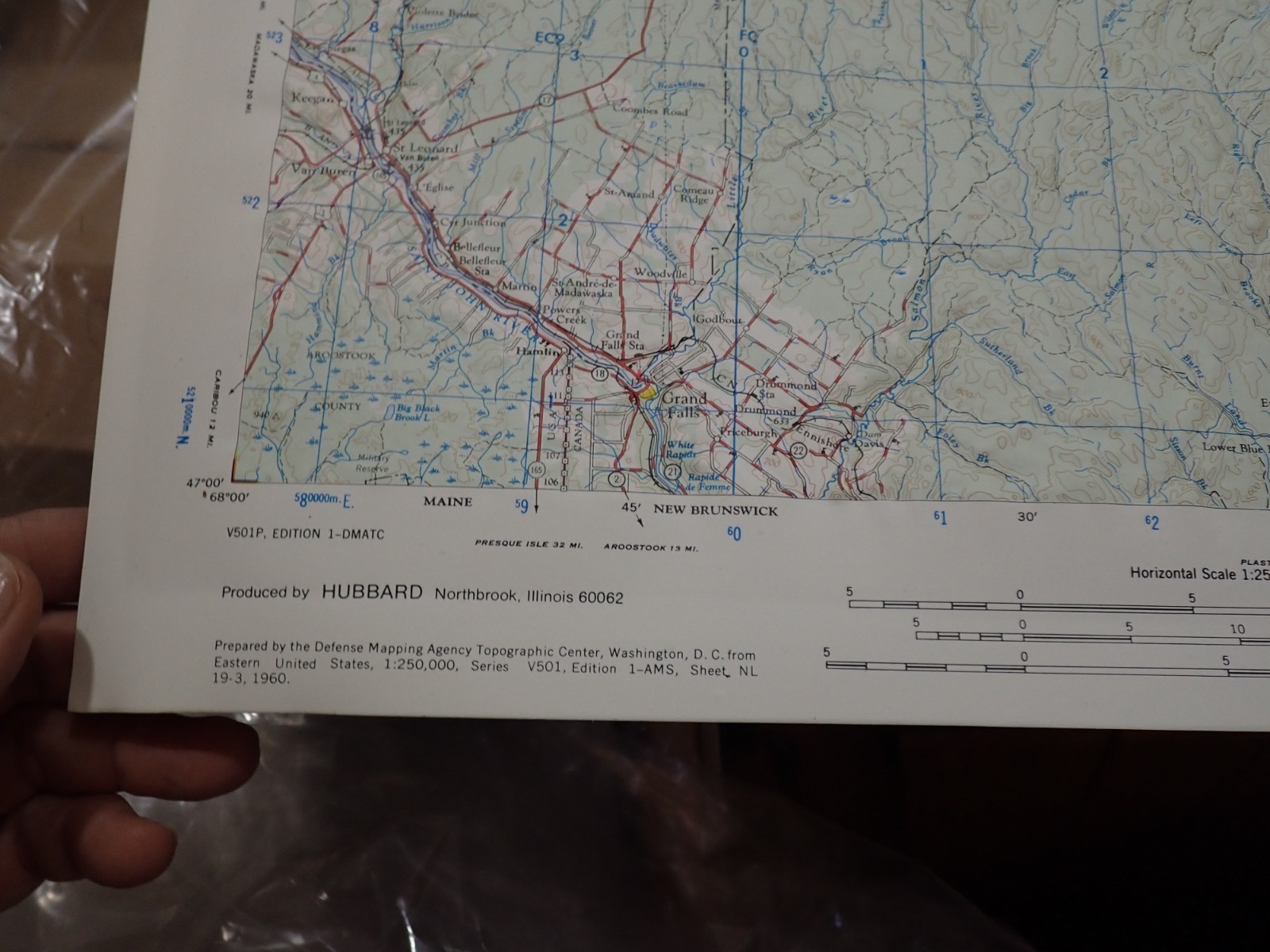 Hubbard Scientific Raised Relief Map Unframed 29″ Campbellton Maine NL 19-3