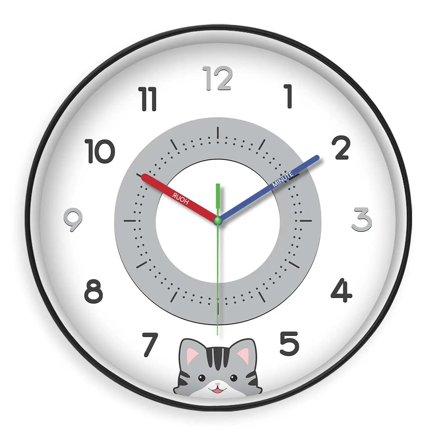 Rainbow Silent Wall Clock Modern Quartz Educational Clock for Kids & Home |