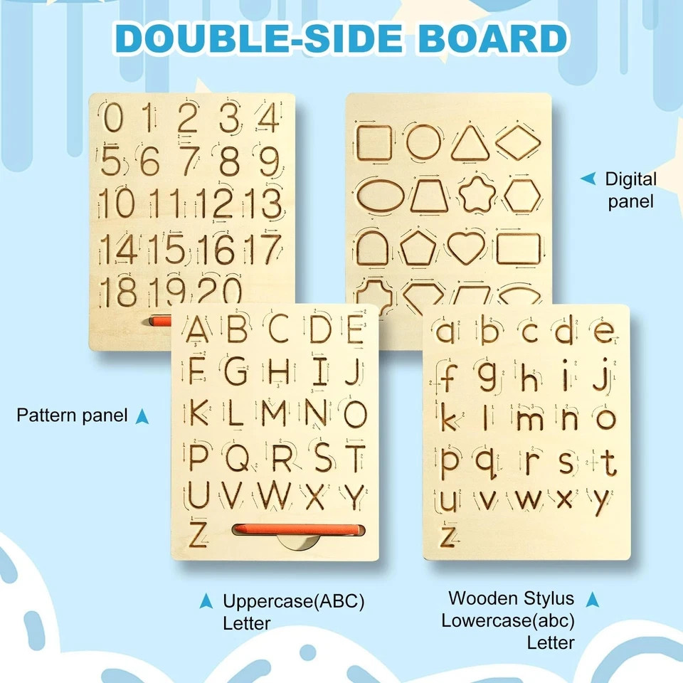 Learn to Write – Number & Letter Tracing Boards for Kids Ages 3-8 Wooden Alph…