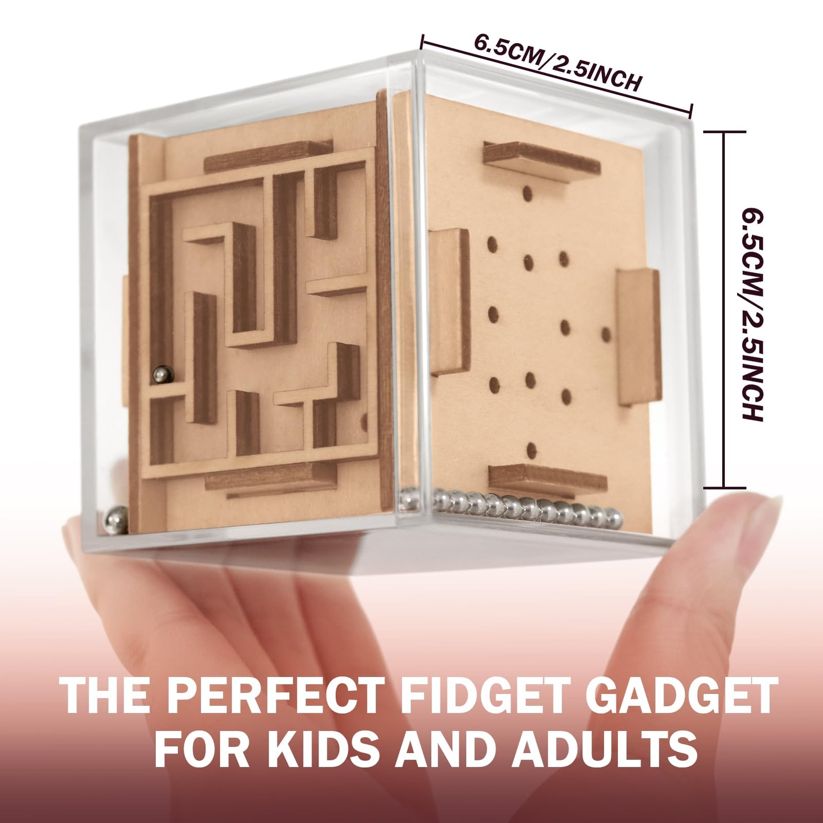 6-Sided Wooden Game Fidget Puzzle Cube Brain Teaser Toy For Kids And Adults