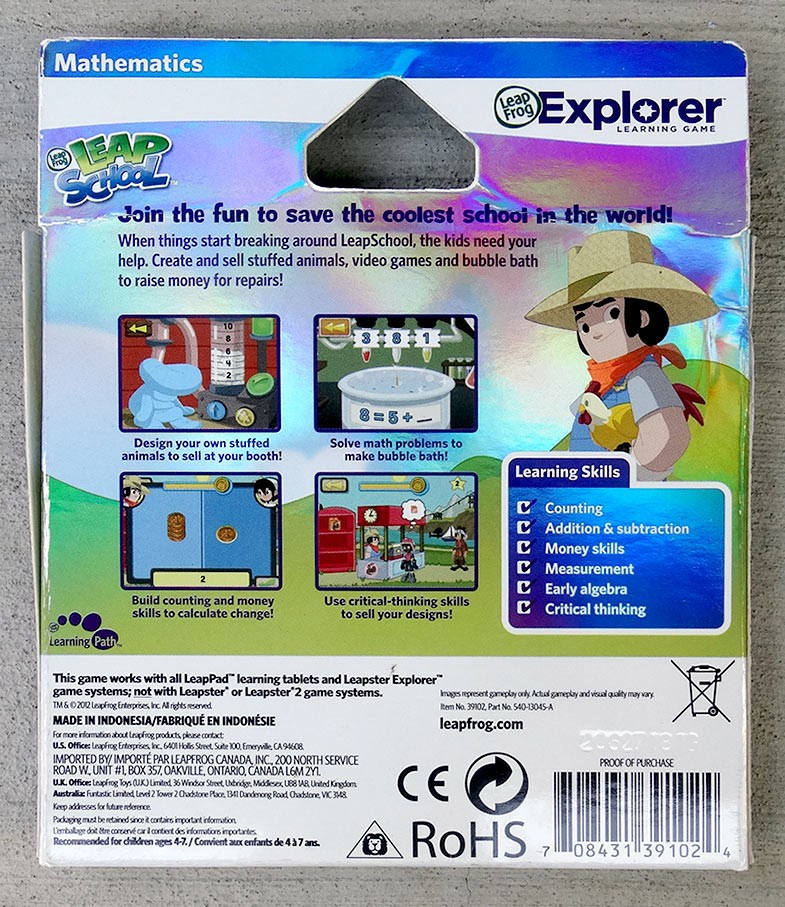 Leap School Math Explorer Learning Game Frog LeapPad Leapster Sealed Pre-K-1st