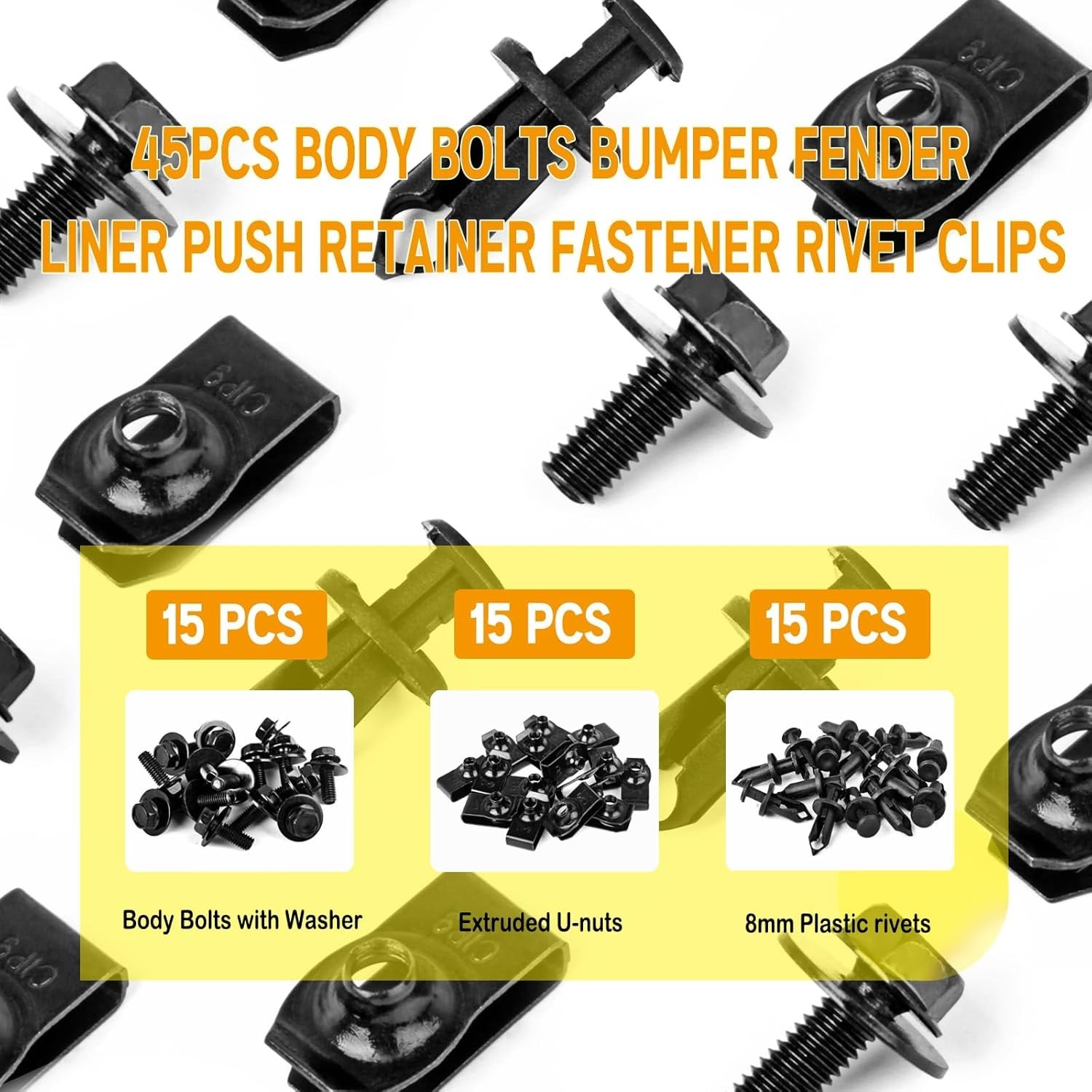 45PCS Engine Splash Shield Bolts Clips Fasteners for Bumper Fender Liner