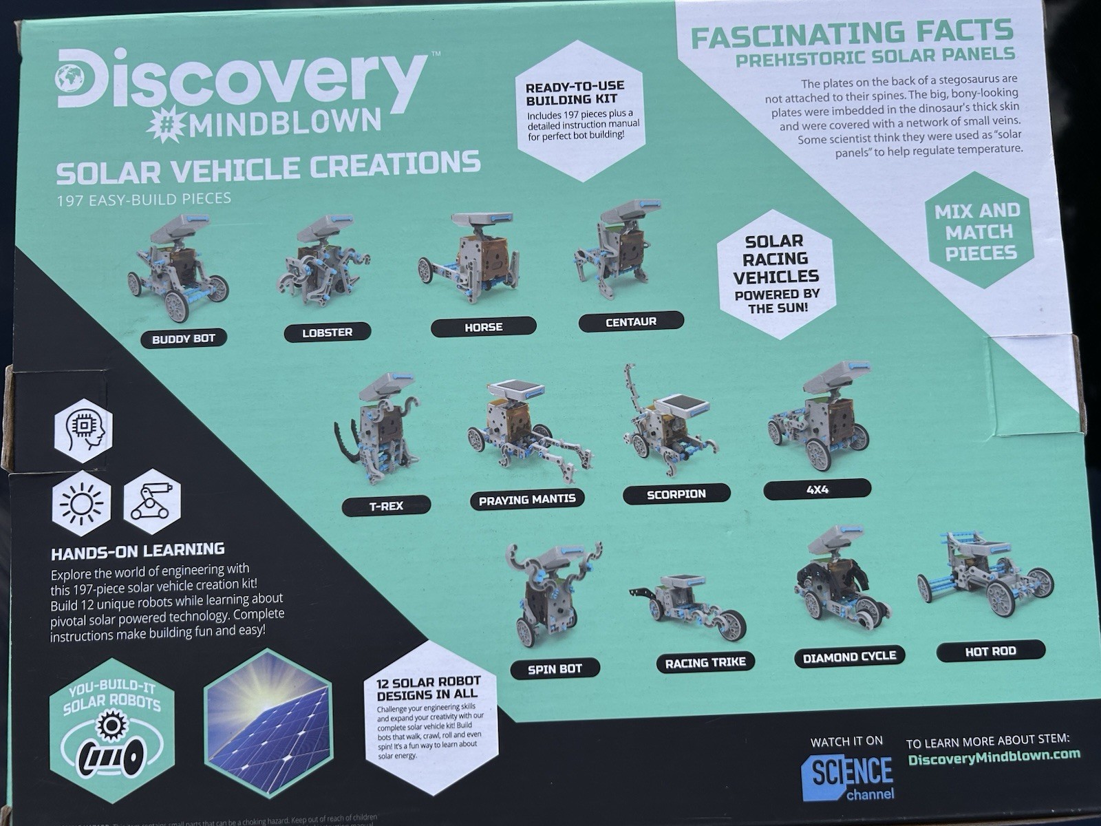 Discovery Mindblown STEM Solar Vehicle Creations Kit, 197 Easy-Build Pieces