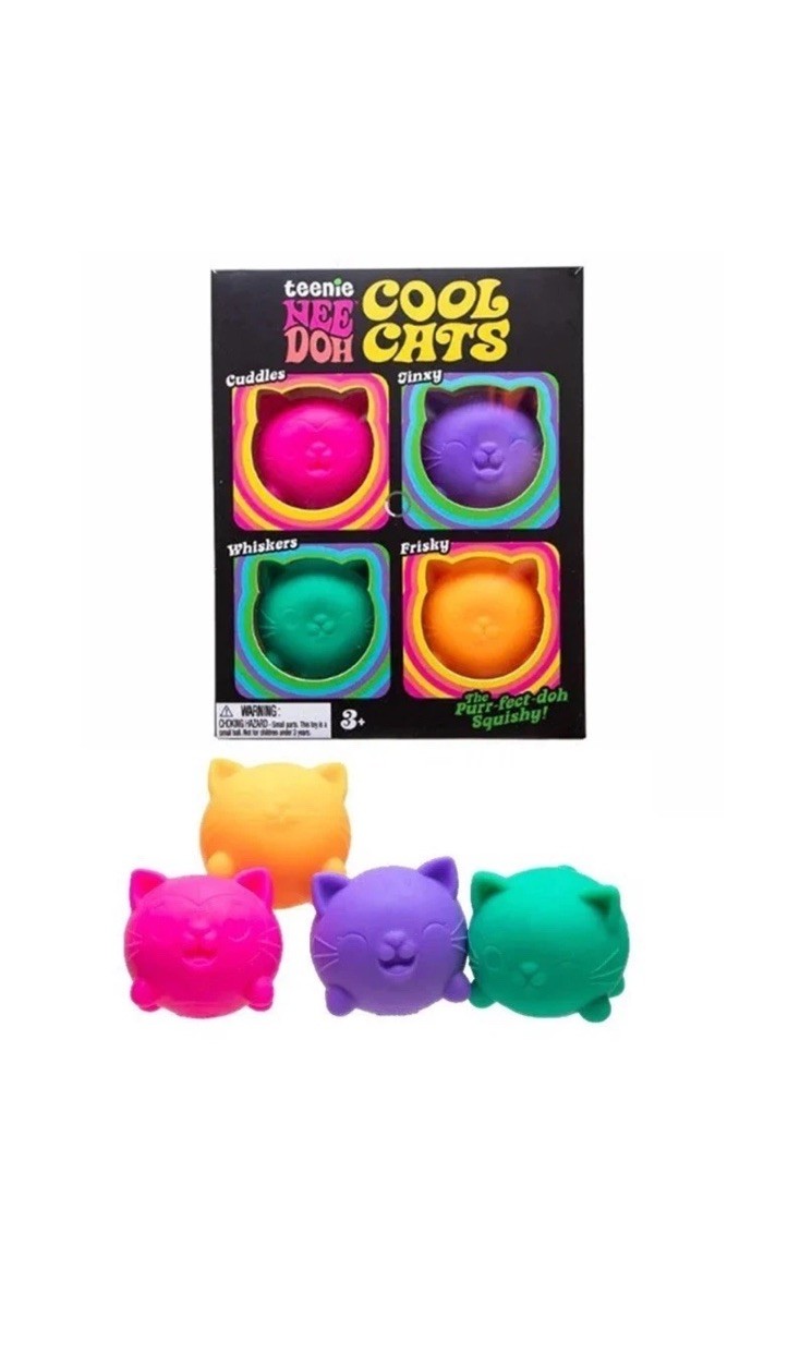 Teenie NeeDoh Cool Cats 4 Pack, Four Schylling Nee Doh Mini Cats 100% AUTHENTIC