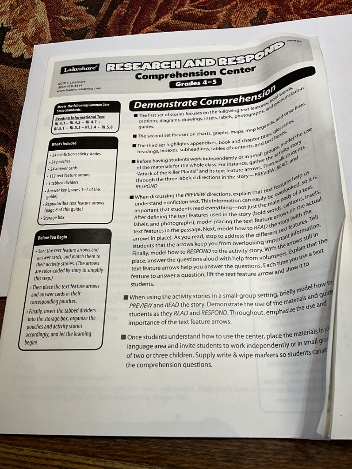Lakeshore Research and Respond Comprehension Center – Grades 4 – 5 – New