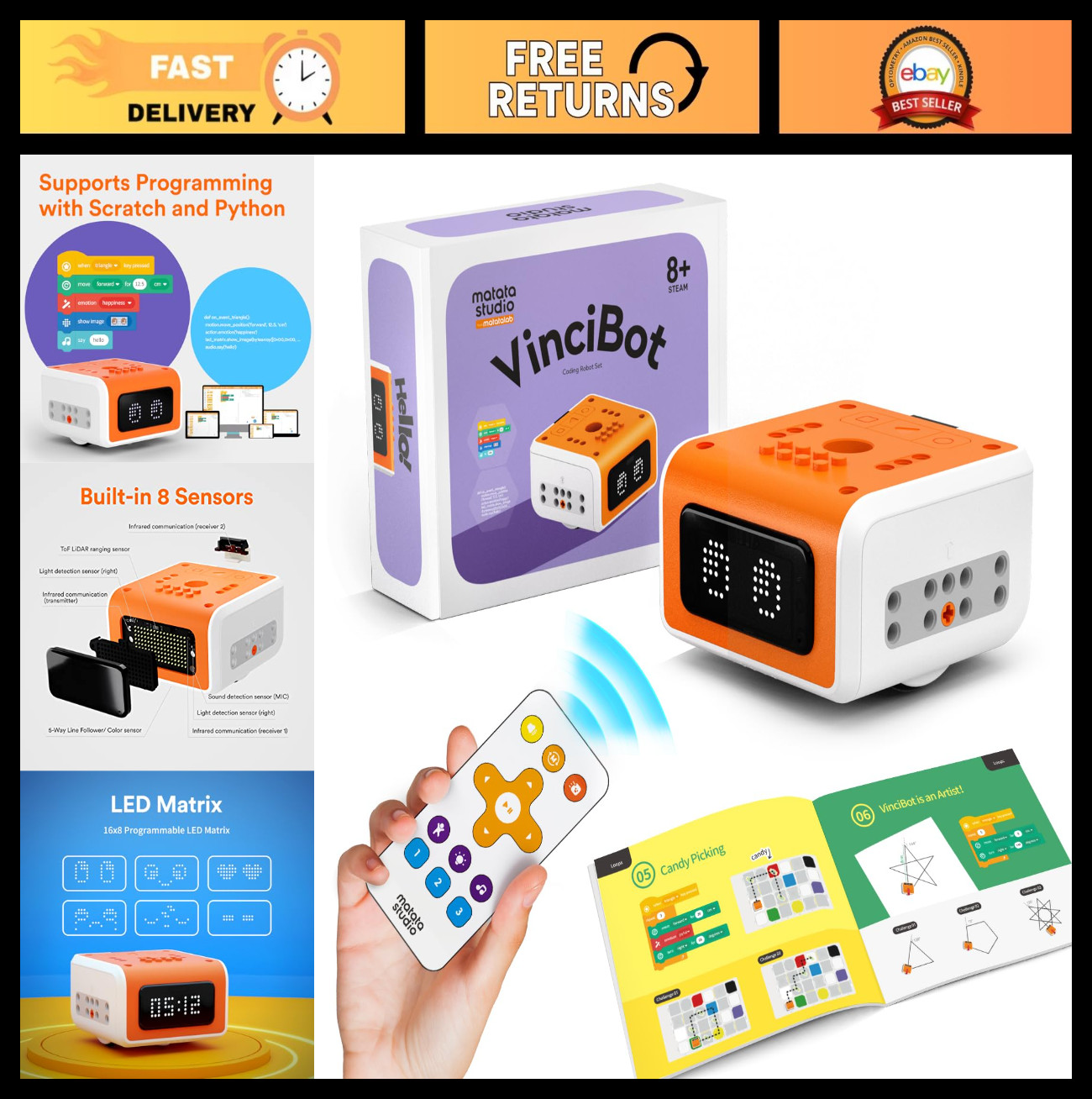 STEM Robotics Kit for Kids 8-12, Scratch & Python Programmable AI Robot, Coding