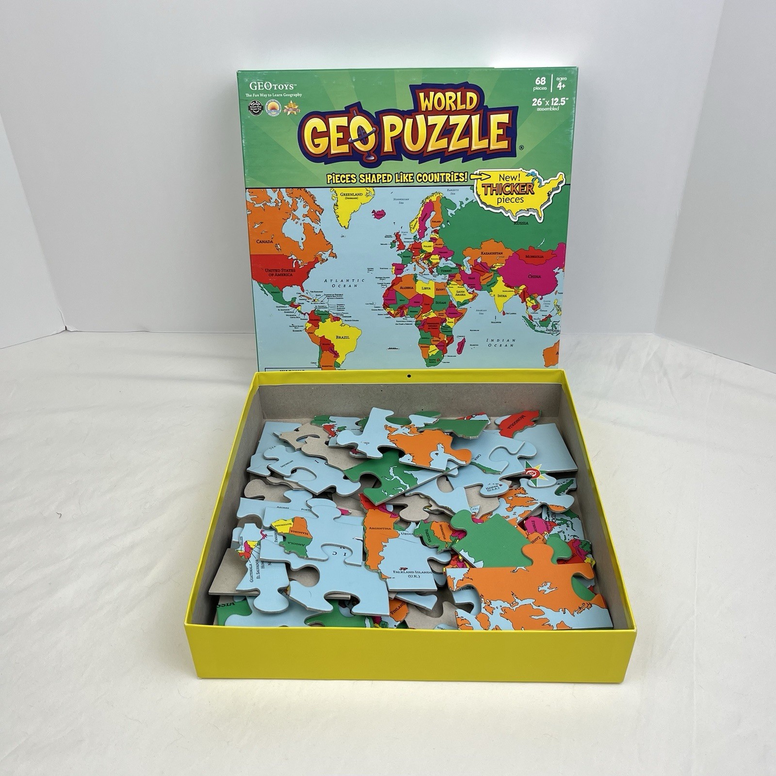 GeoPuzzle GeoToys Geography World Map Puzzle Country Shaped Pieces 68 Complete