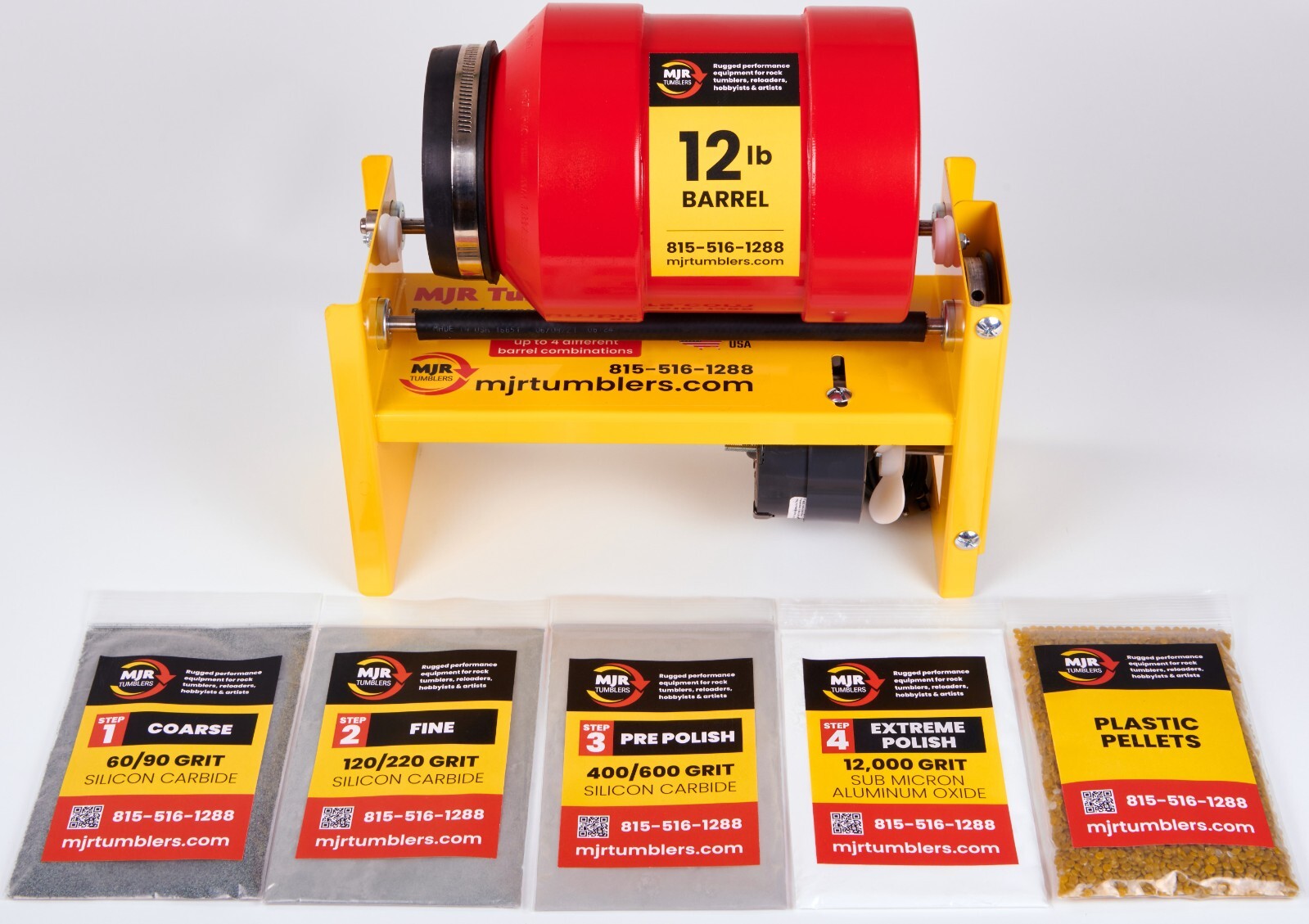 12 lb Rock Tumbler w Grit Kit MJR TUMBLERS AWARDED BEST HIGH END TUMBLER of 2019