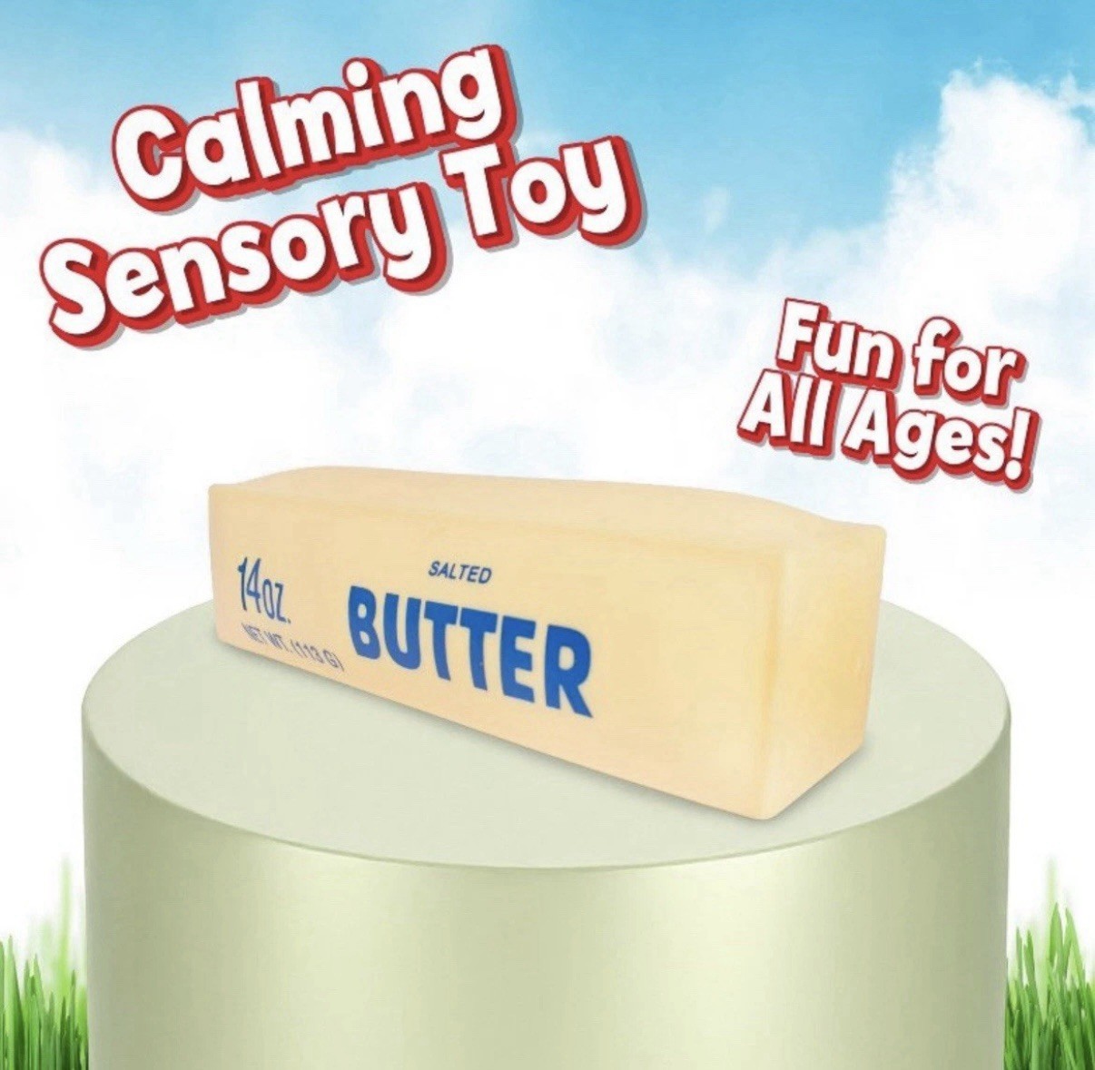 Sunny Days Squeezy Butter – 10″ Squishy Stress Toy, Sensory Fidget, In Hand