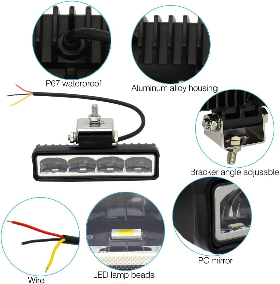 STDYSUN LED White/Yellow Dual Color Fog Lights Driving Lights Bar 2Pcs 6Inch 30W