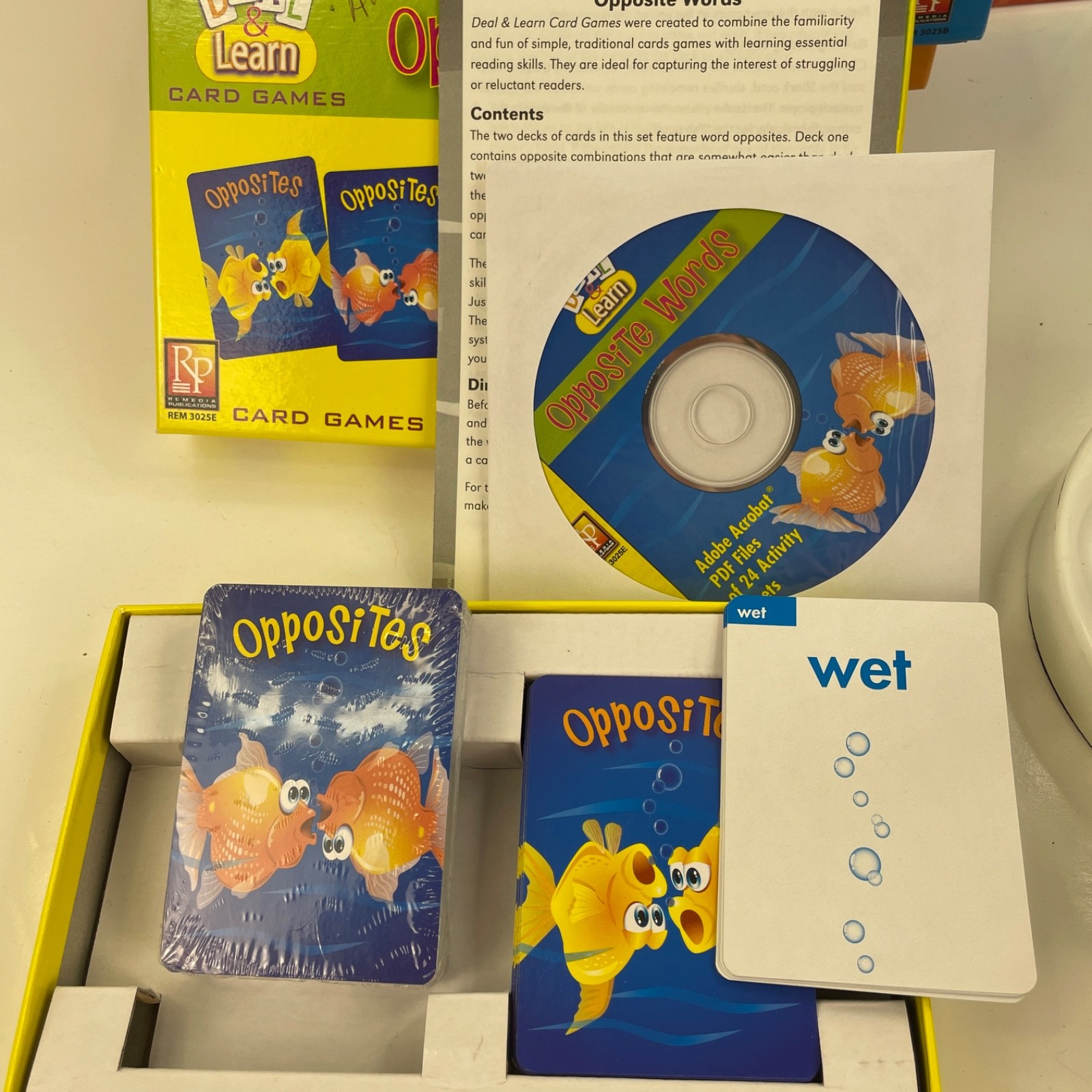 4 Deal & Learn Card Games Rhyming, Opposite & Sight Words + Activity CDs Remedia
