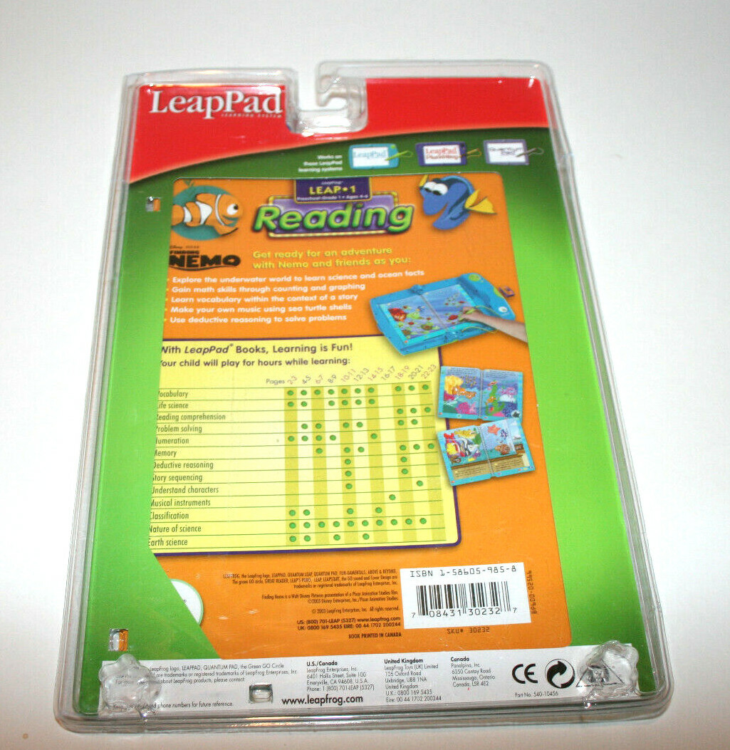 NEW LEap Pad DISNEY Pixar FInding Nemo Reading Pre-K-Grade 1 Book Cartridge